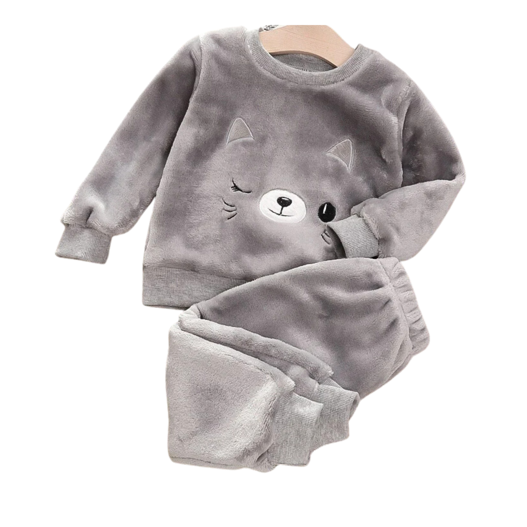 Set Invierno 2 Piezas Buzo Unisex Gato Gris Oscuro Jump Kids-0