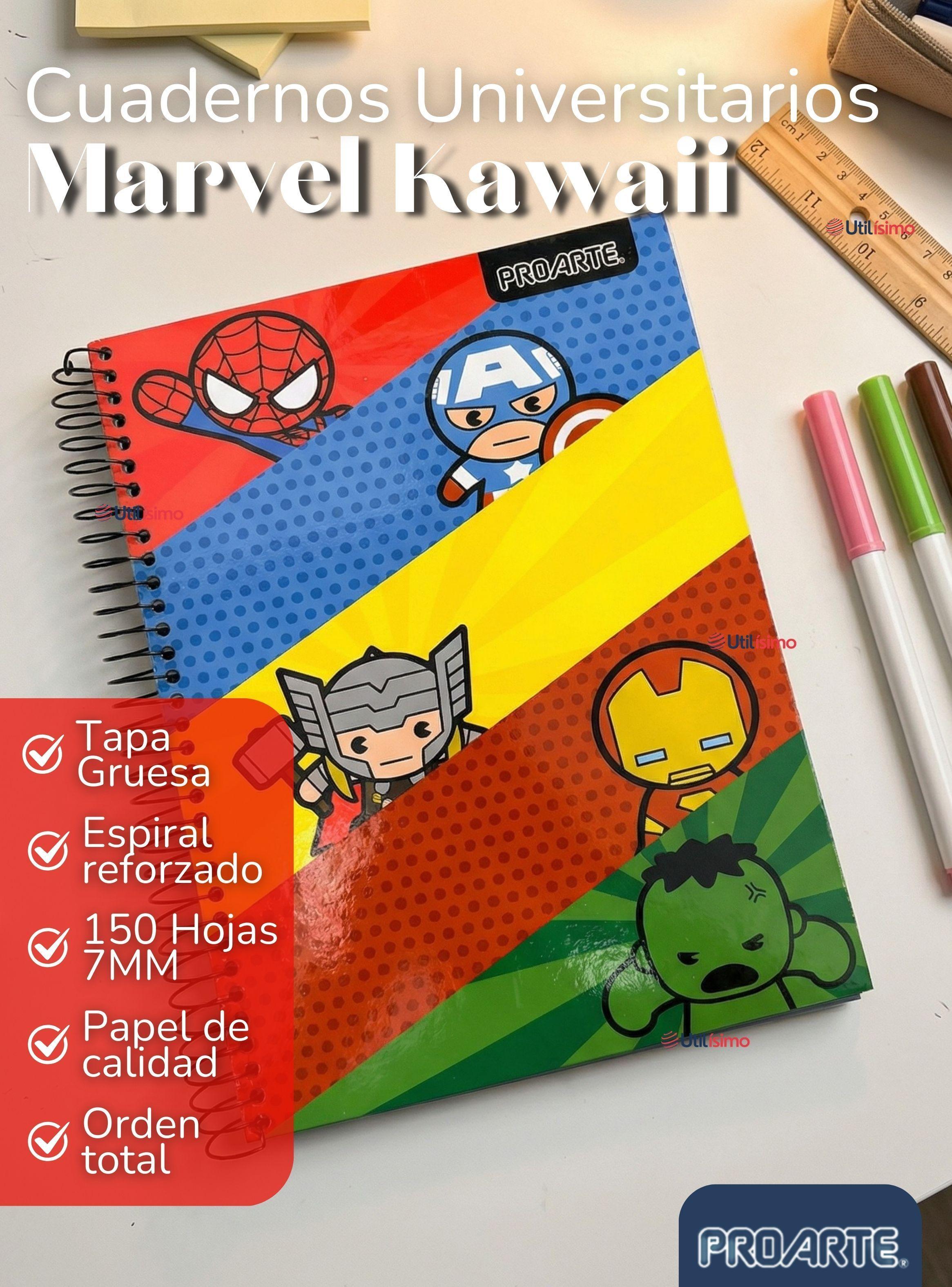 Pack 6 Cuadernos Universitario Marvel Heroes Kawaii 150 Hojas Tapa Gruesa Proarte Diseños Surtidos-2
