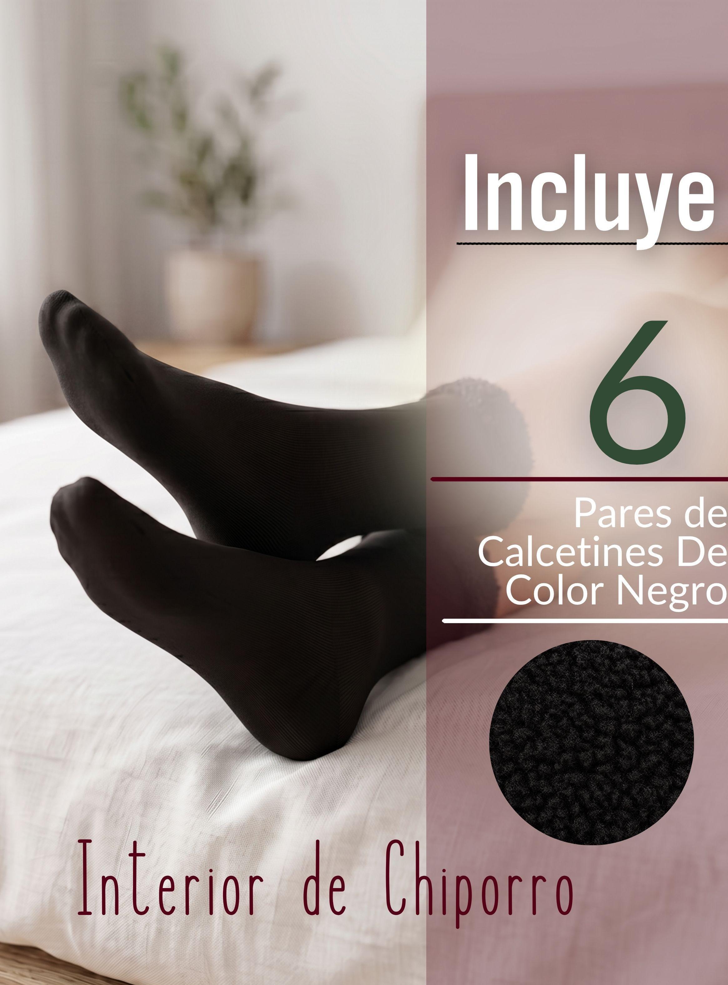 Pack 6 Pares Calcetines Chiporro Ultra Térmico  Mujer Negro Invierno Polar-2
