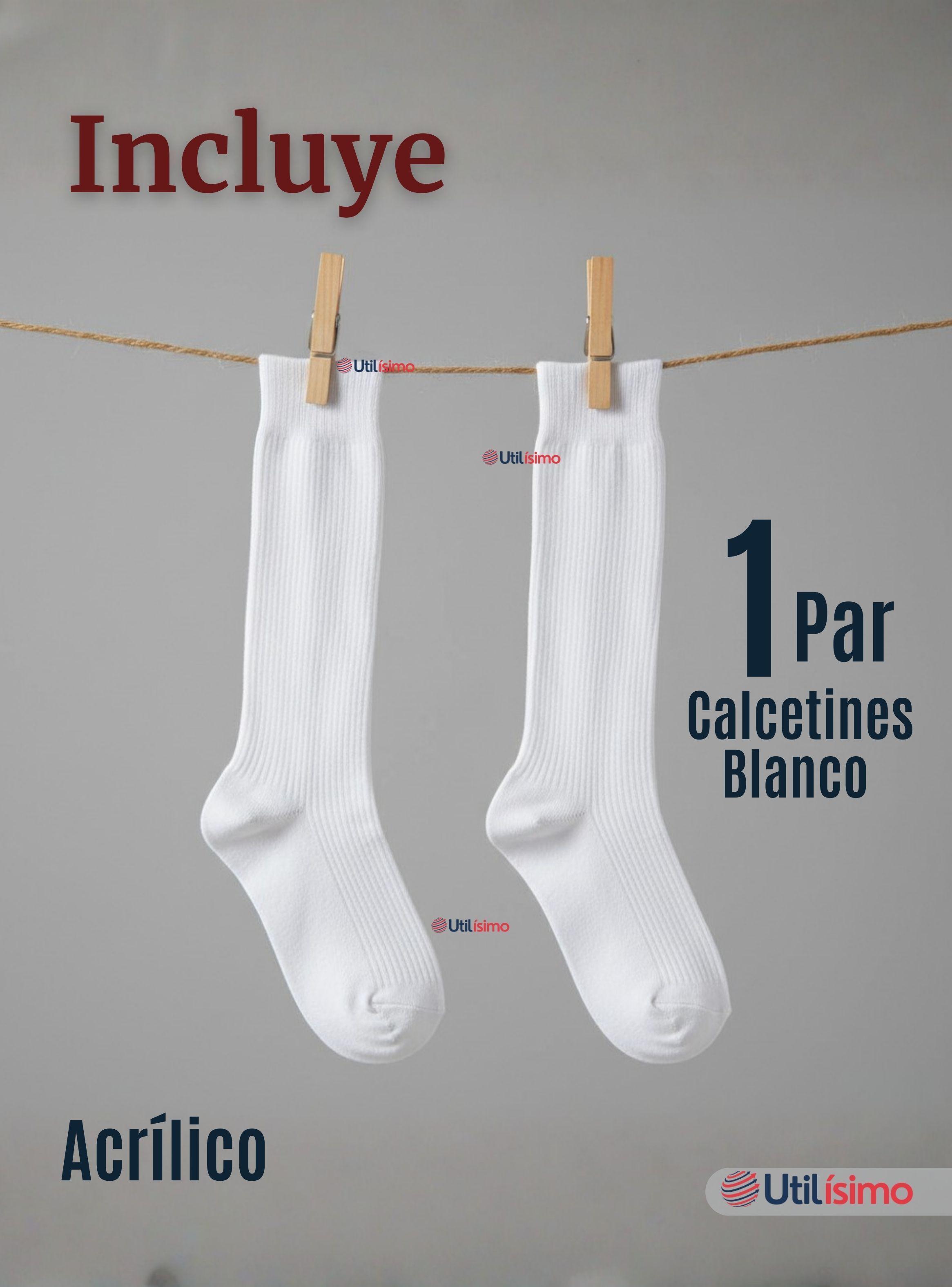 Calcetín Escolar Largo Acrílico Blanco para Niñas Juvenil Color Blanco-2