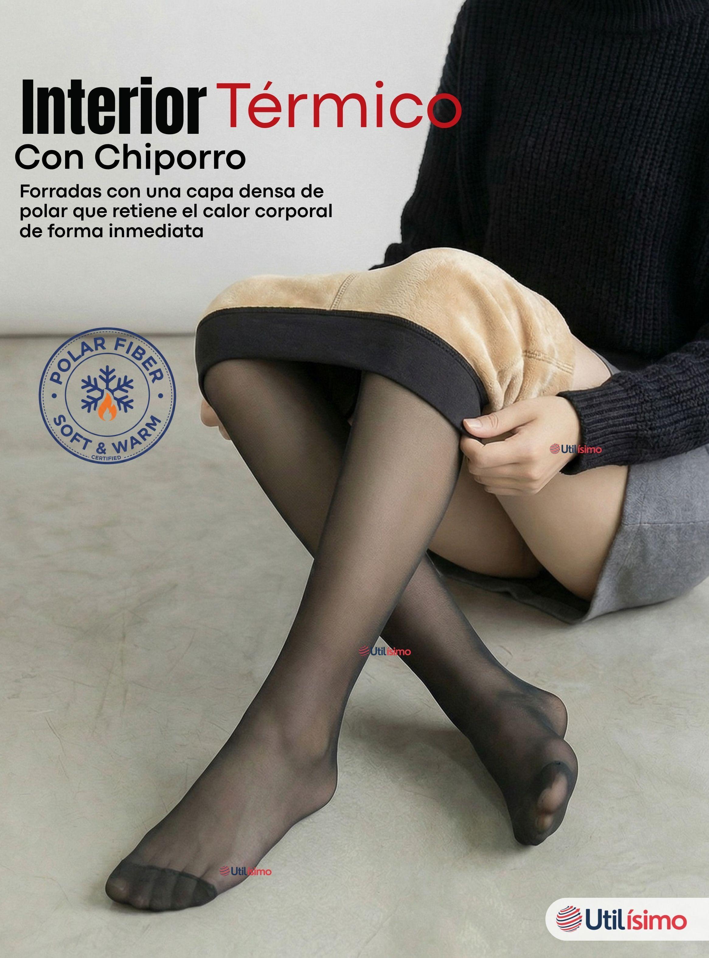Calza Panty Efecto Piel Con Chiporro Polar Térmica Mujer Elasticada-5