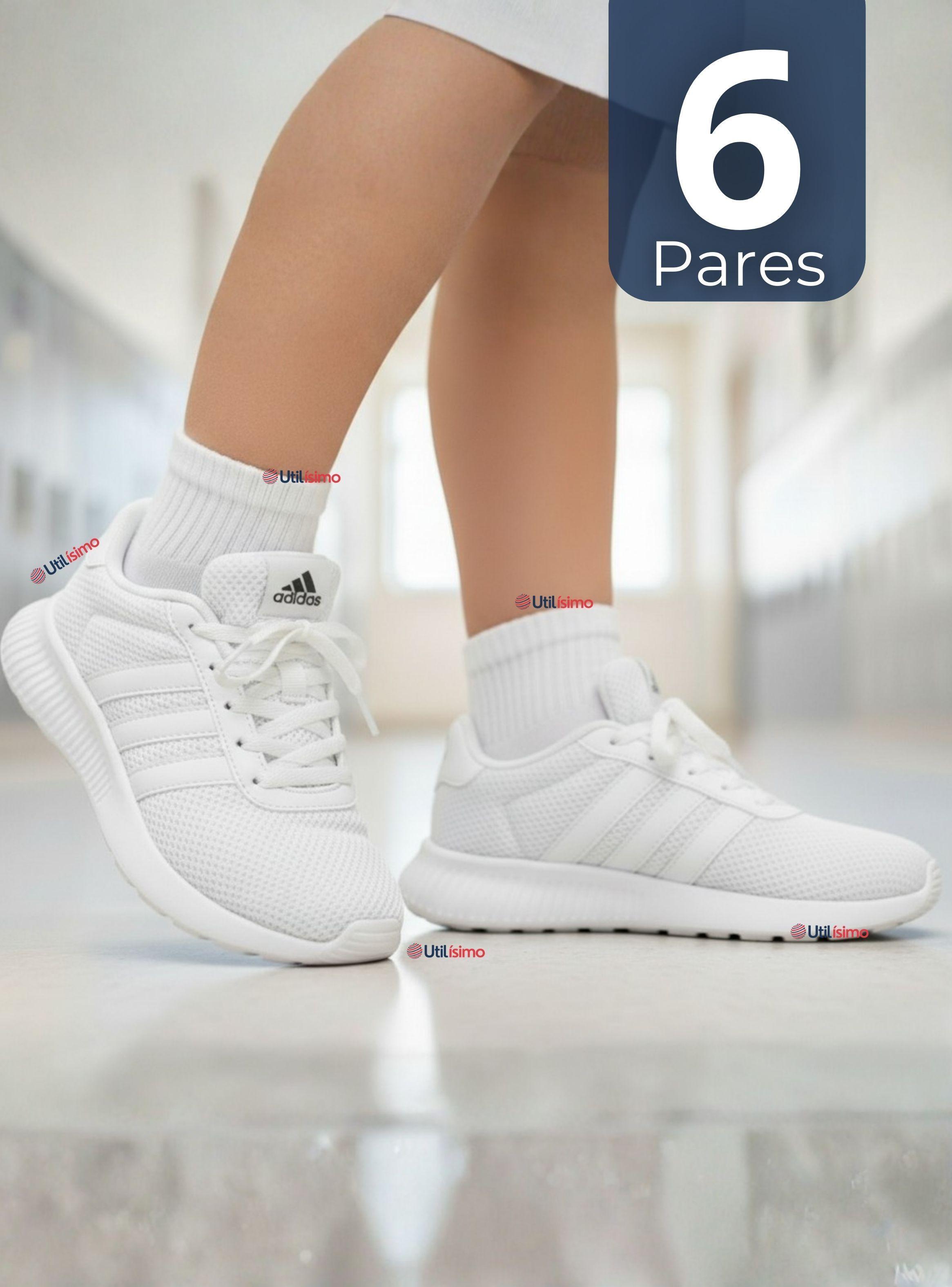 Pack 6 Pares Calcetines Tobilleras Cortos Algodón Color Blanco Niña y Niño-0