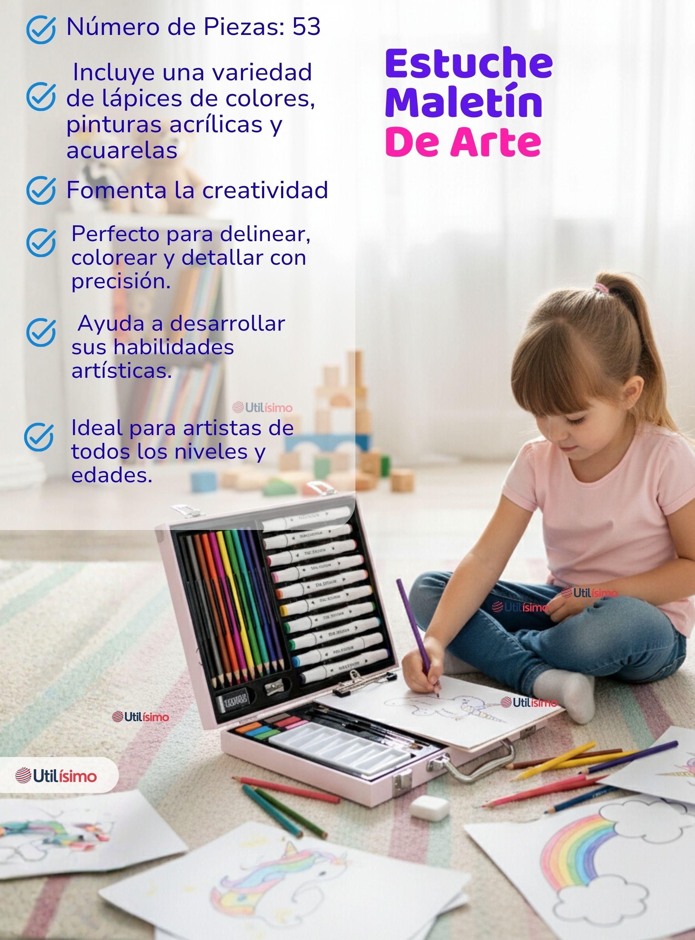 Maletín Set Arte De 53 Piezas Estuche Para Dibujar Y Pintar Niña Pony Rosa-2