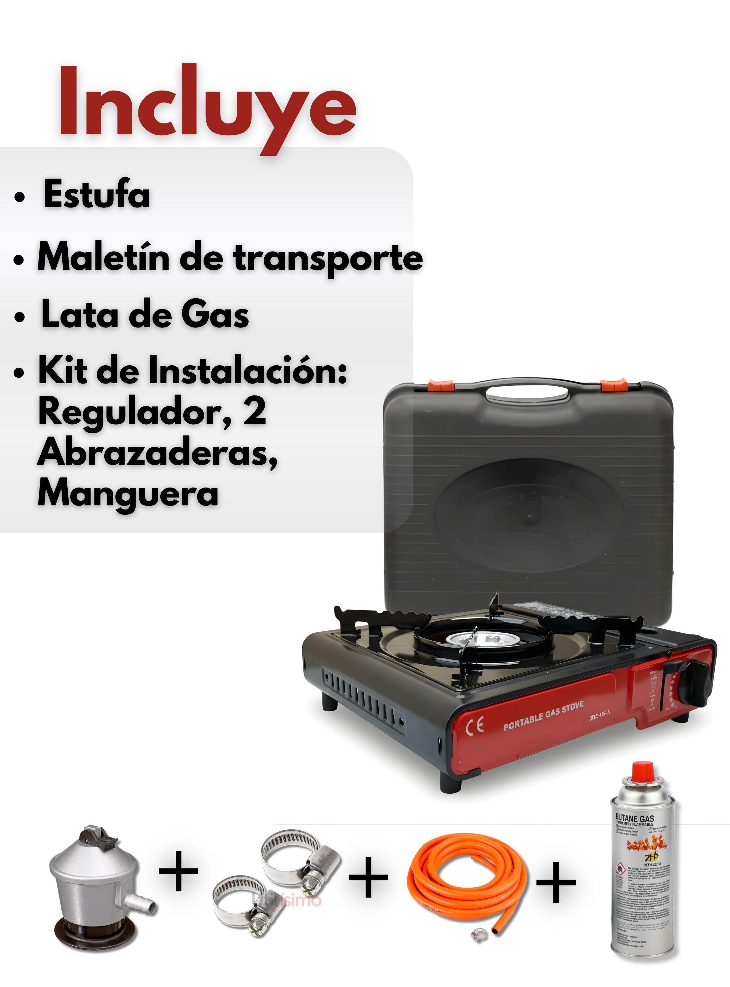 Cocina Cocinilla Portátil Camping + Kit de Instalación y Lata de Gas-2