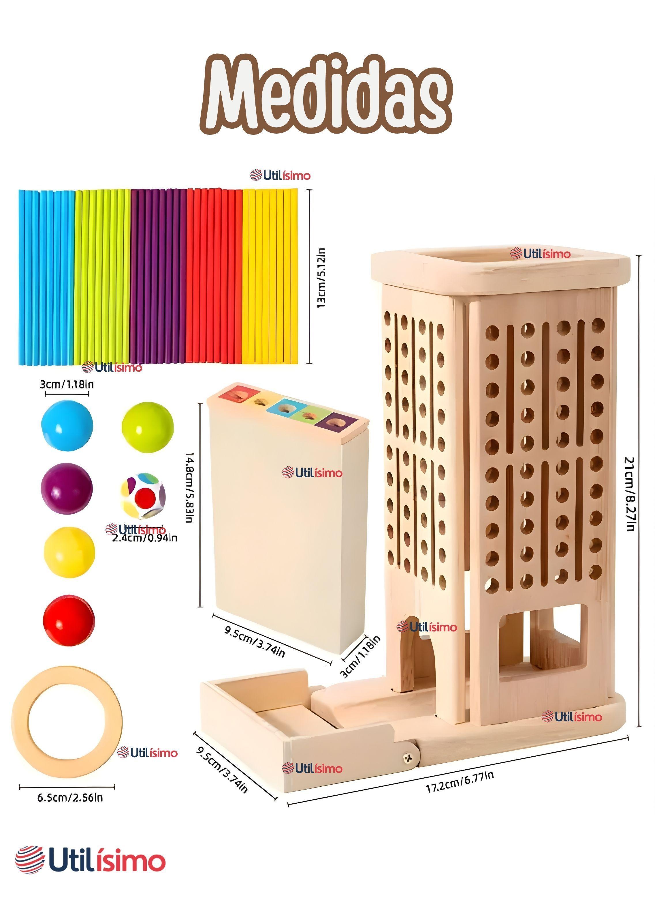 Juego de Mesa Funcional 49 Piezas Montessori Juguete para Niño Niña de Madera -4
