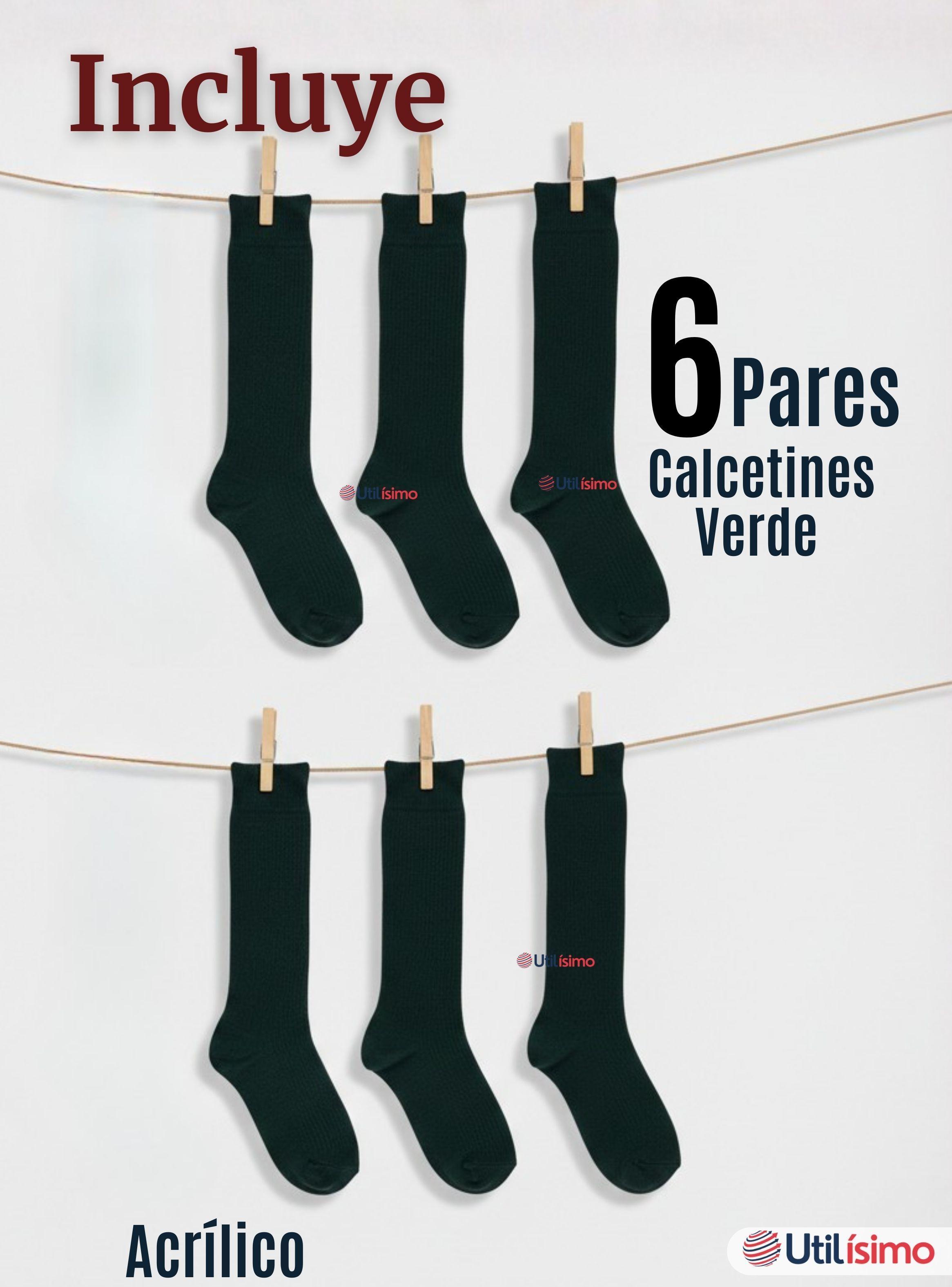 Pack 6 Calcetínes Escolares Largo Acrílico Verde Niñas y Juvenil-2