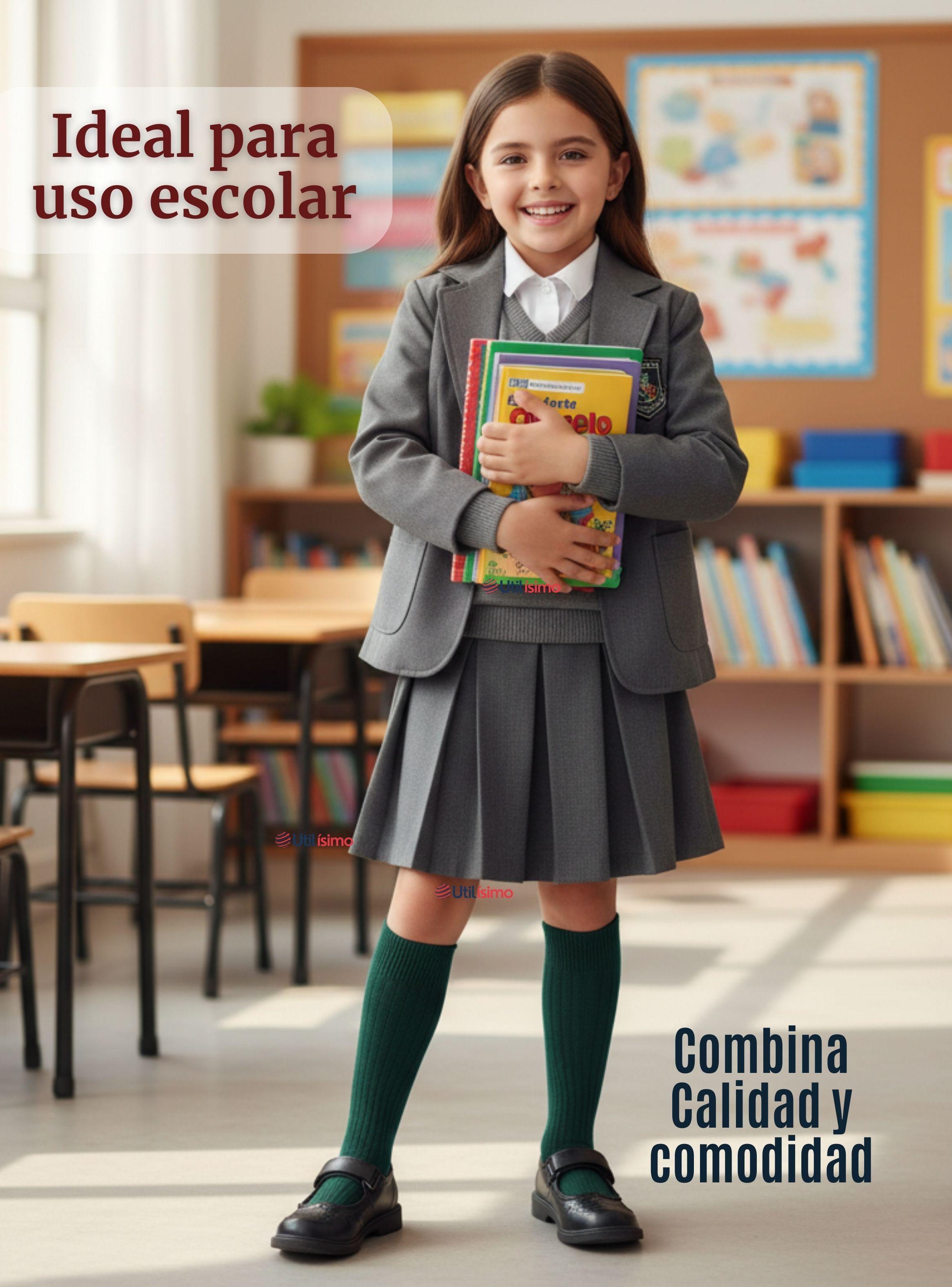 Pack 6 Calcetínes Escolares Largo Acrílico Verde Niñas y Juvenil-6