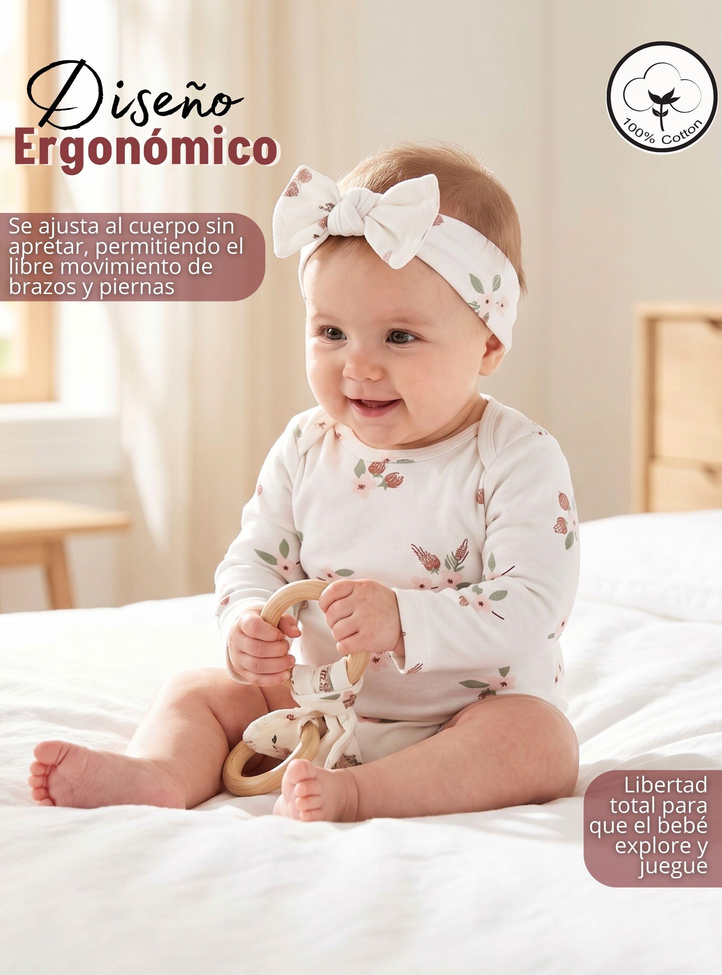 Pack 5 Bodys Manga Larga 100% Algodón Tedmimak Sweet Nature de Bebé Niña-7