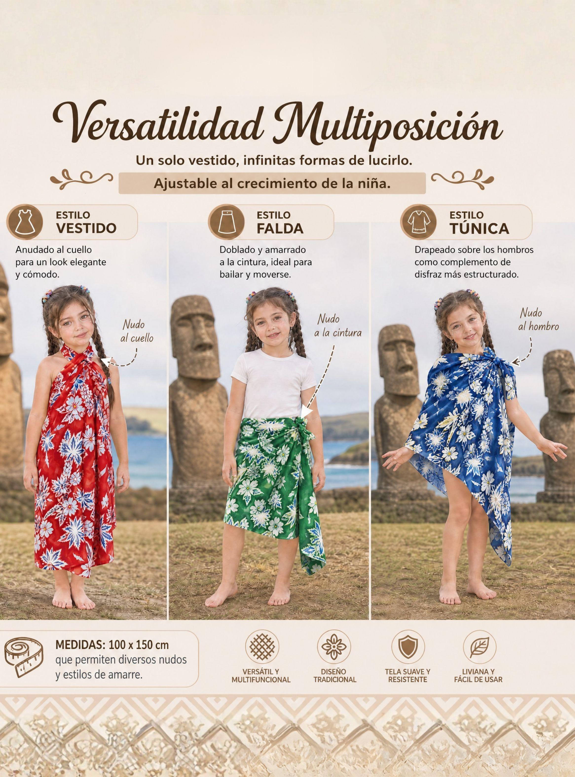 Pareo Pascuense Hawaiano Niña Surtidos Danza Fiestas Patrias-5