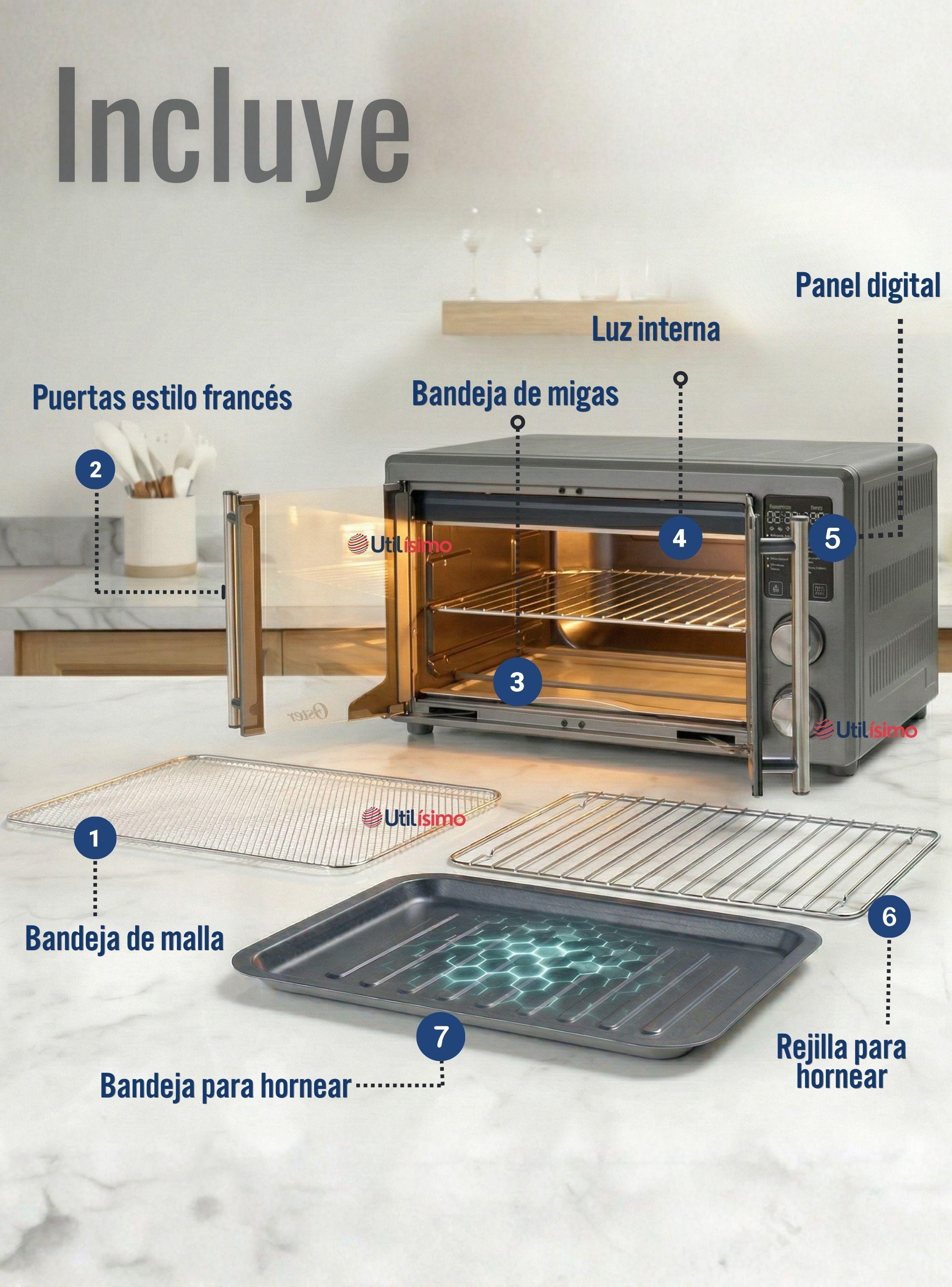 Horno con freidora de aire digital Oster® de 42 litros, puertas francesas, TSSTTV42FDDAFNS-2