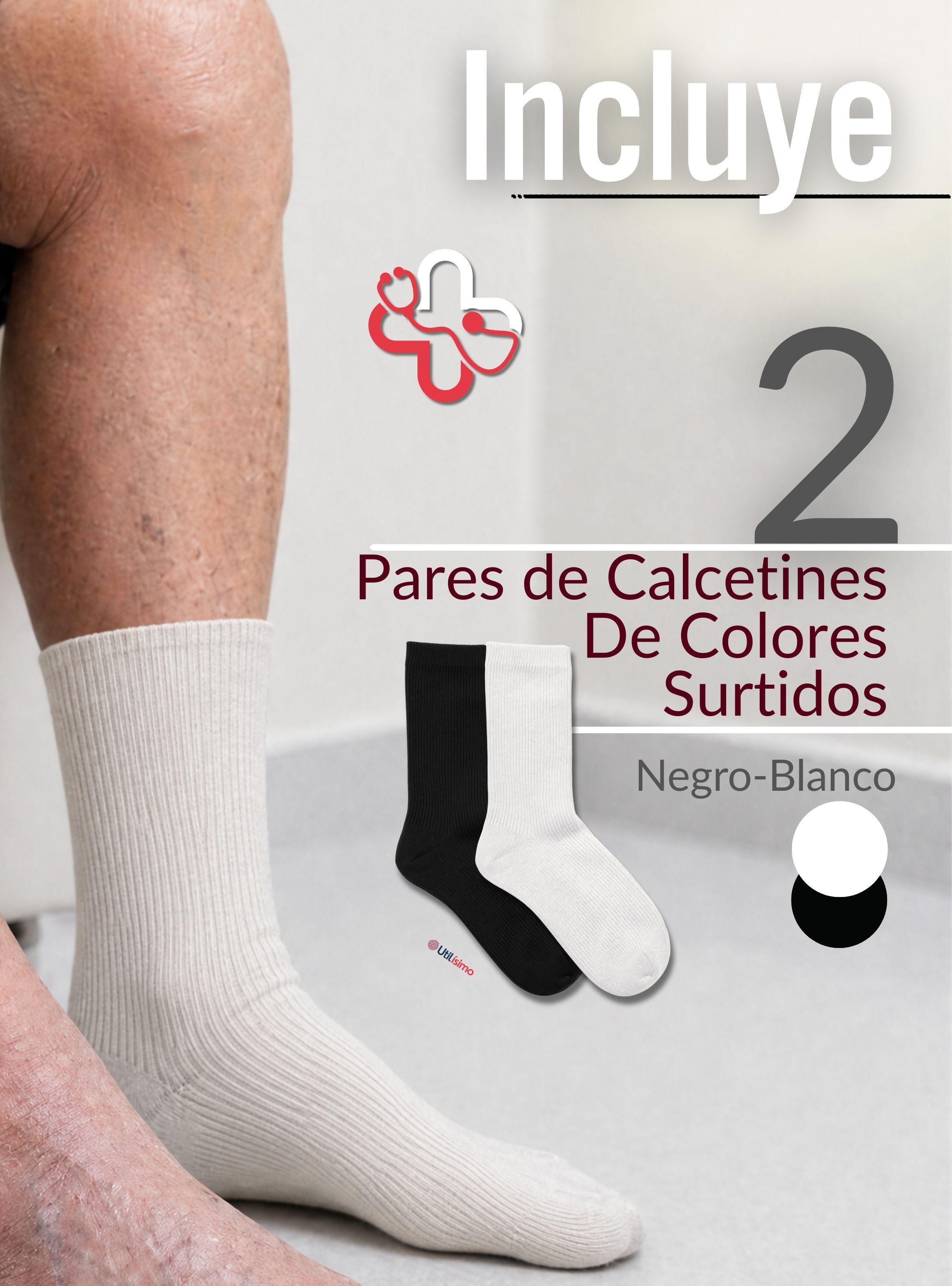 Pack 2 Pares Calcetines Diabéticos Algodón Suave Hombre Colores Surtidos Protección-2