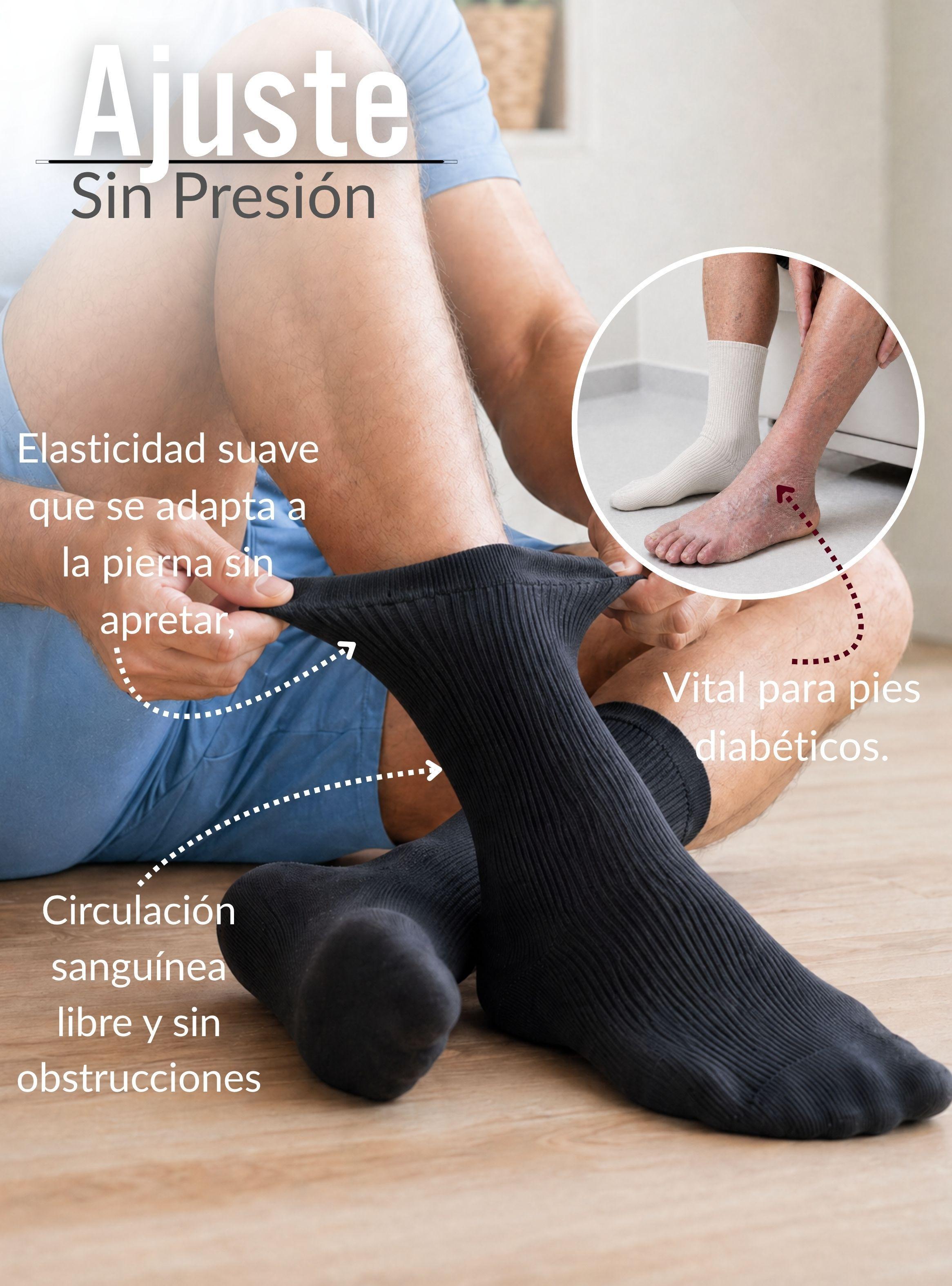 Pack 2 Pares Calcetines Diabéticos Algodón Suave Hombre Colores Surtidos Protección-5