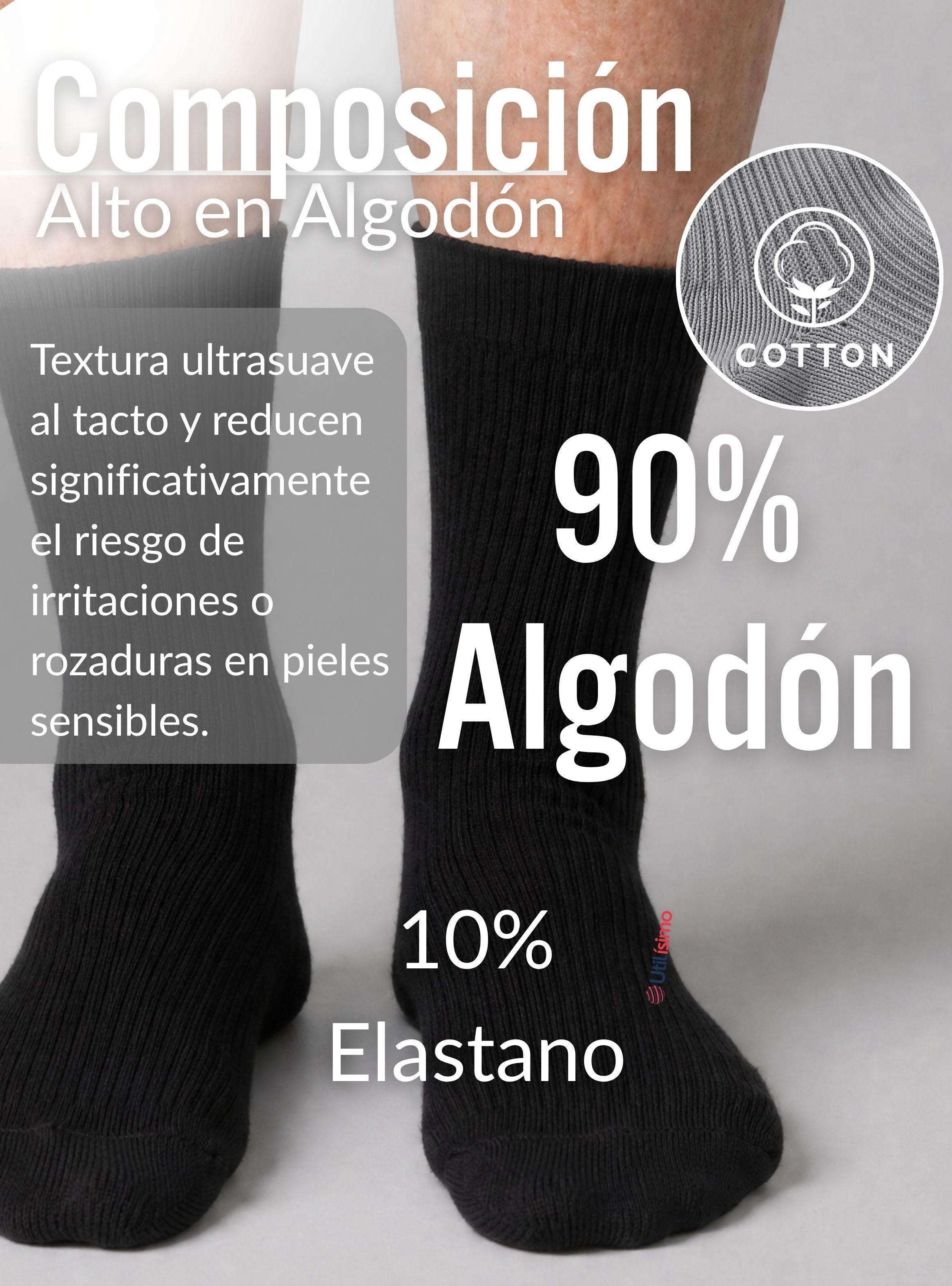 Pack 2 Pares Calcetines Diabéticos Algodón Suave Hombre Colores Surtidos Protección-6