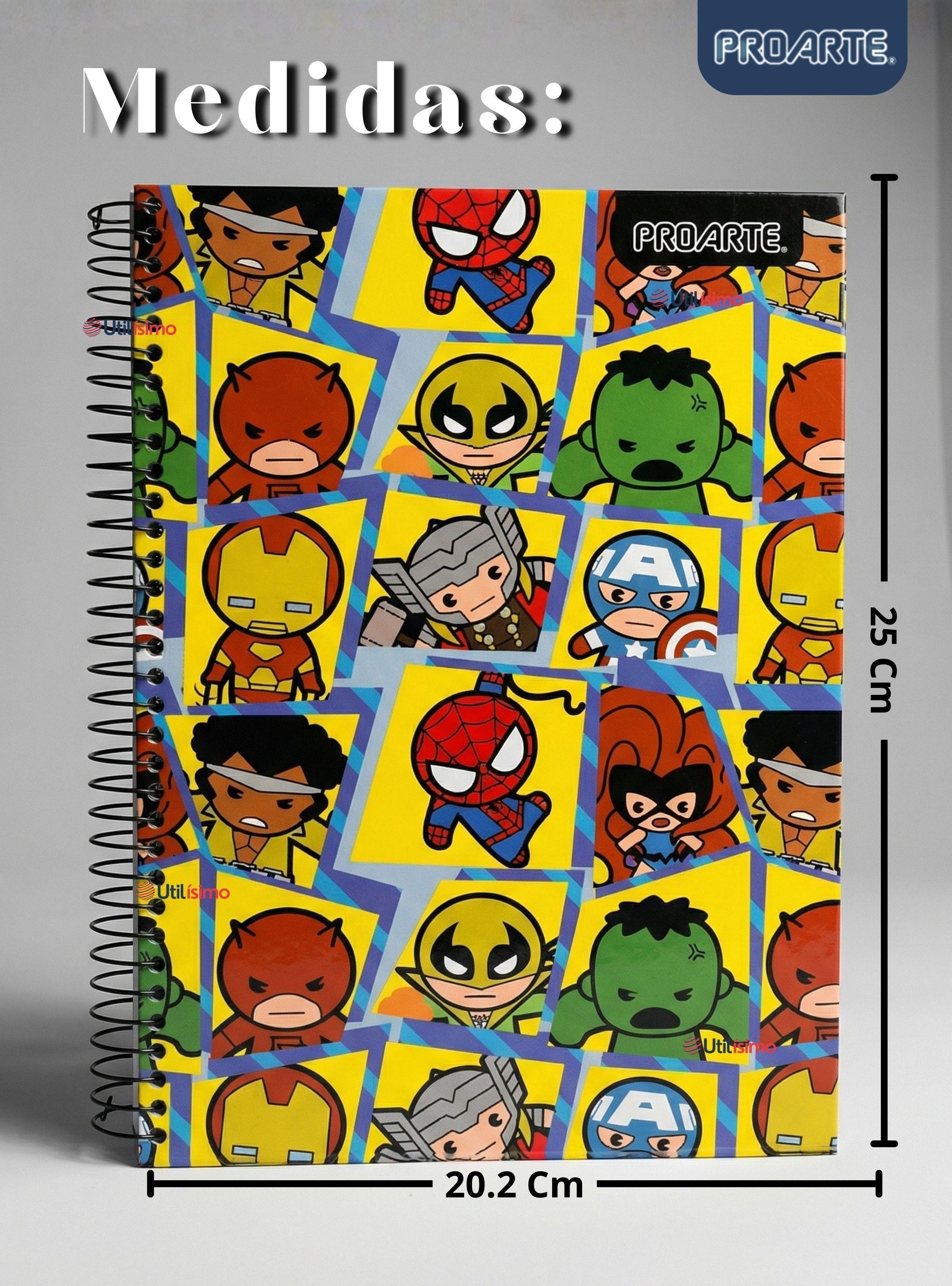 Pack 3 Cuadernos Universitario Marvel Heroes Kawaii 150 Hojas Tapa Gruesa Proarte Diseño Surtido-4