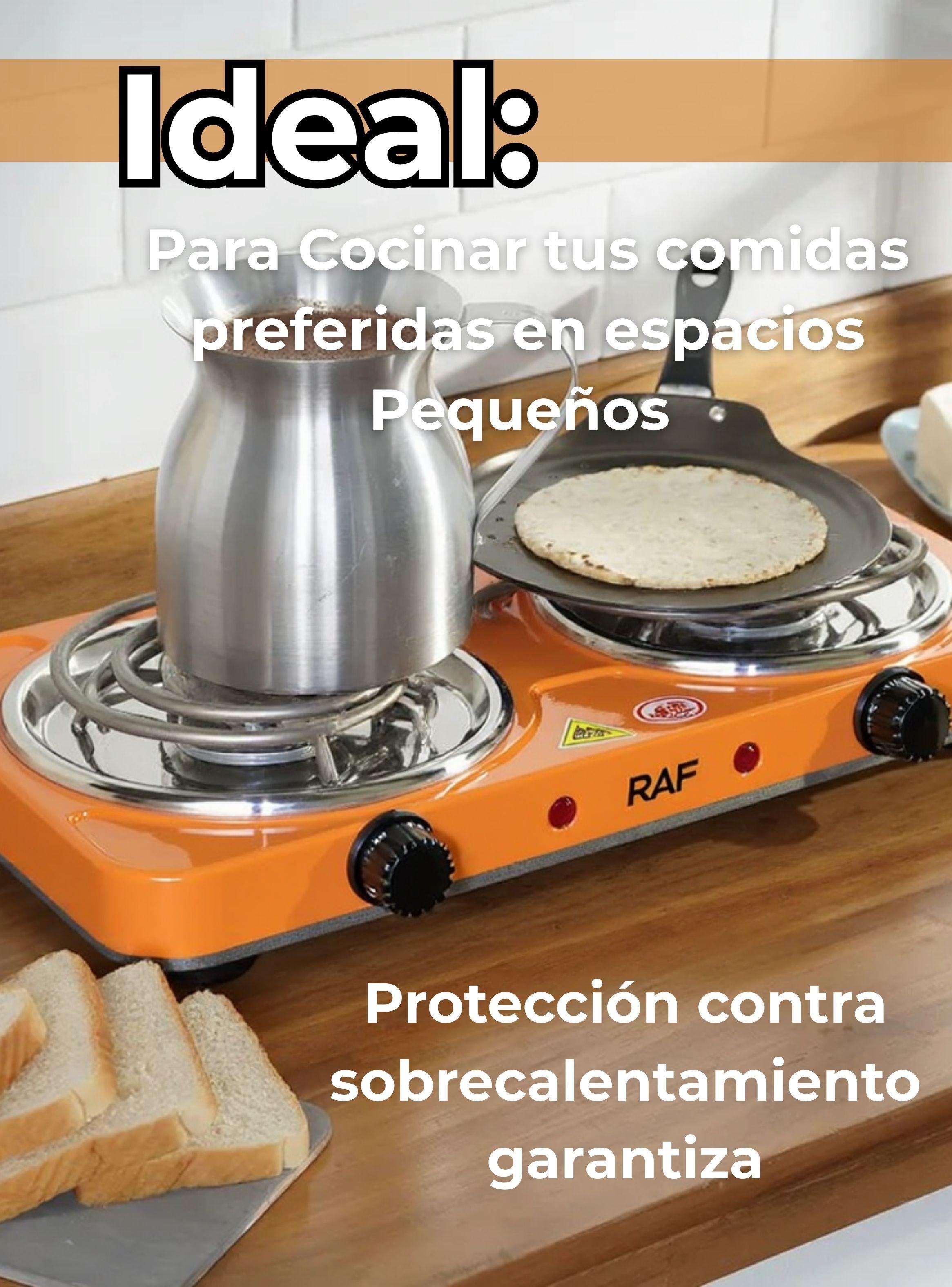 Cocina Eléctrica 2 Platos 2000W Cocinilla Portátil Naranja-3
