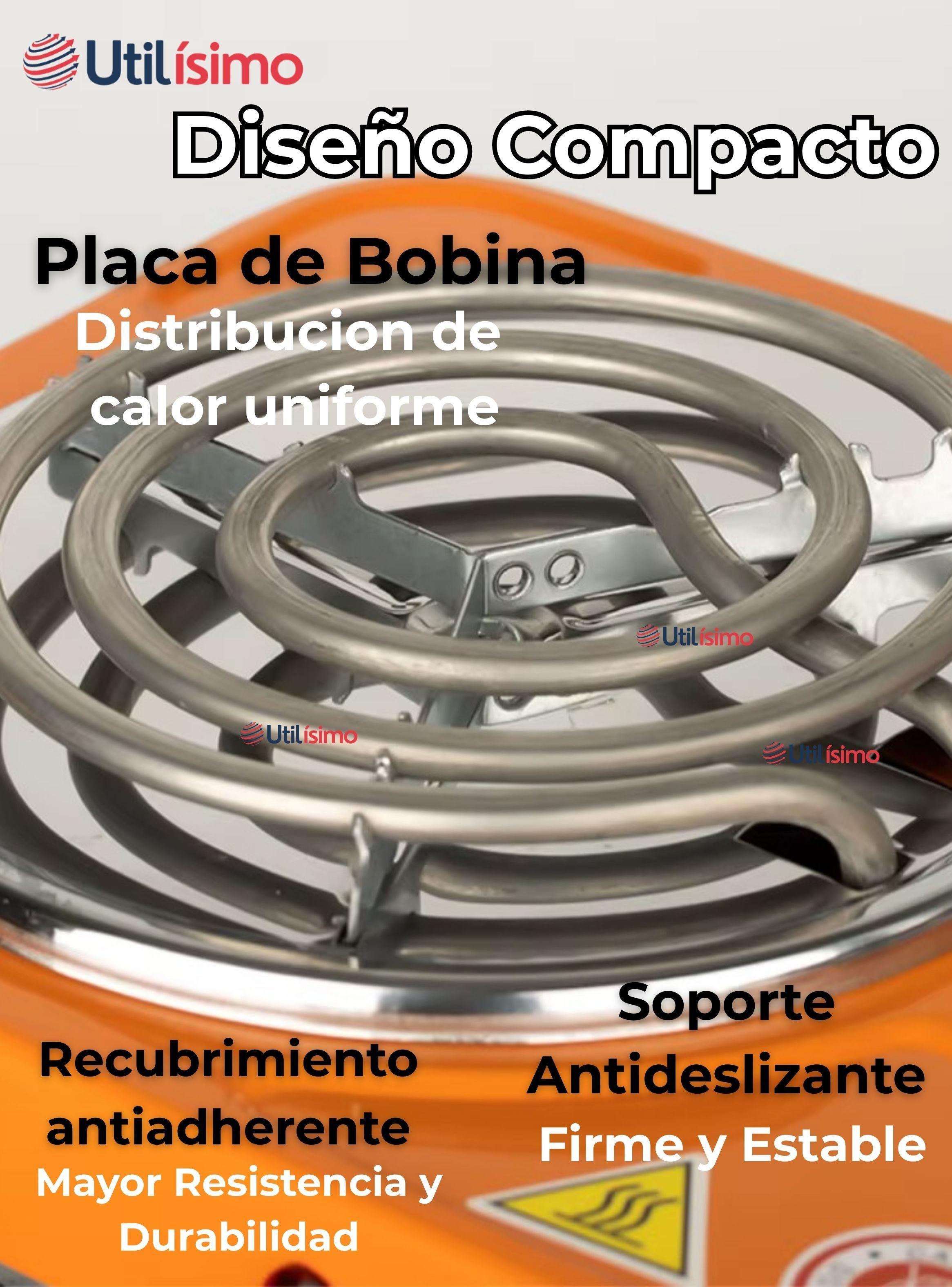 Cocina Eléctrica 2 Platos 2000W Cocinilla Portátil Naranja-6