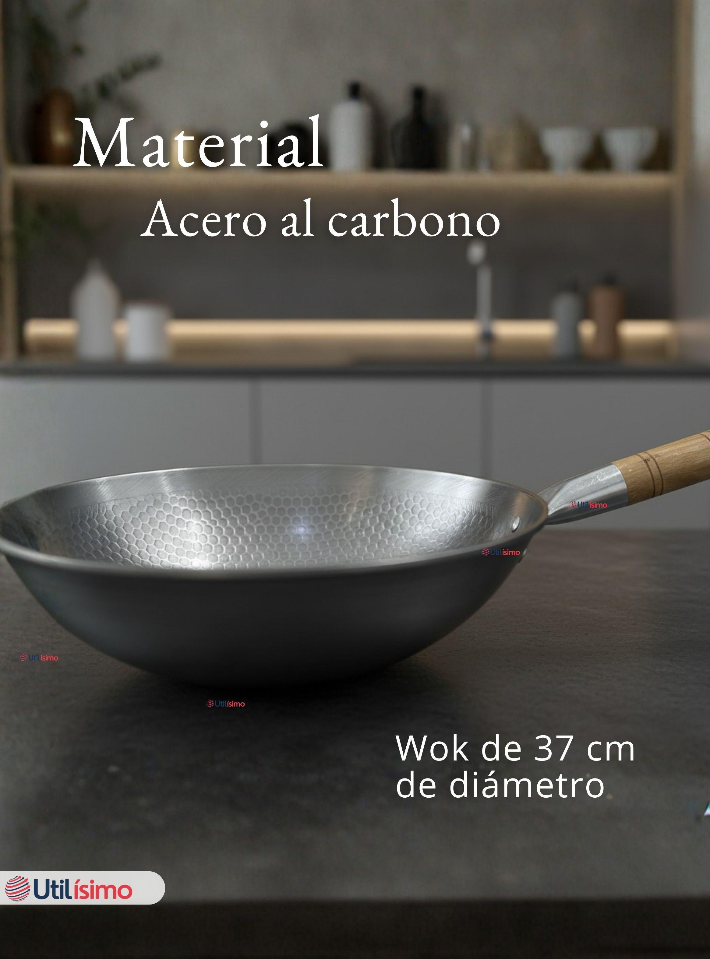 Sartén Wok Tradicional Chino 37cm de Acero Al Carbono-3