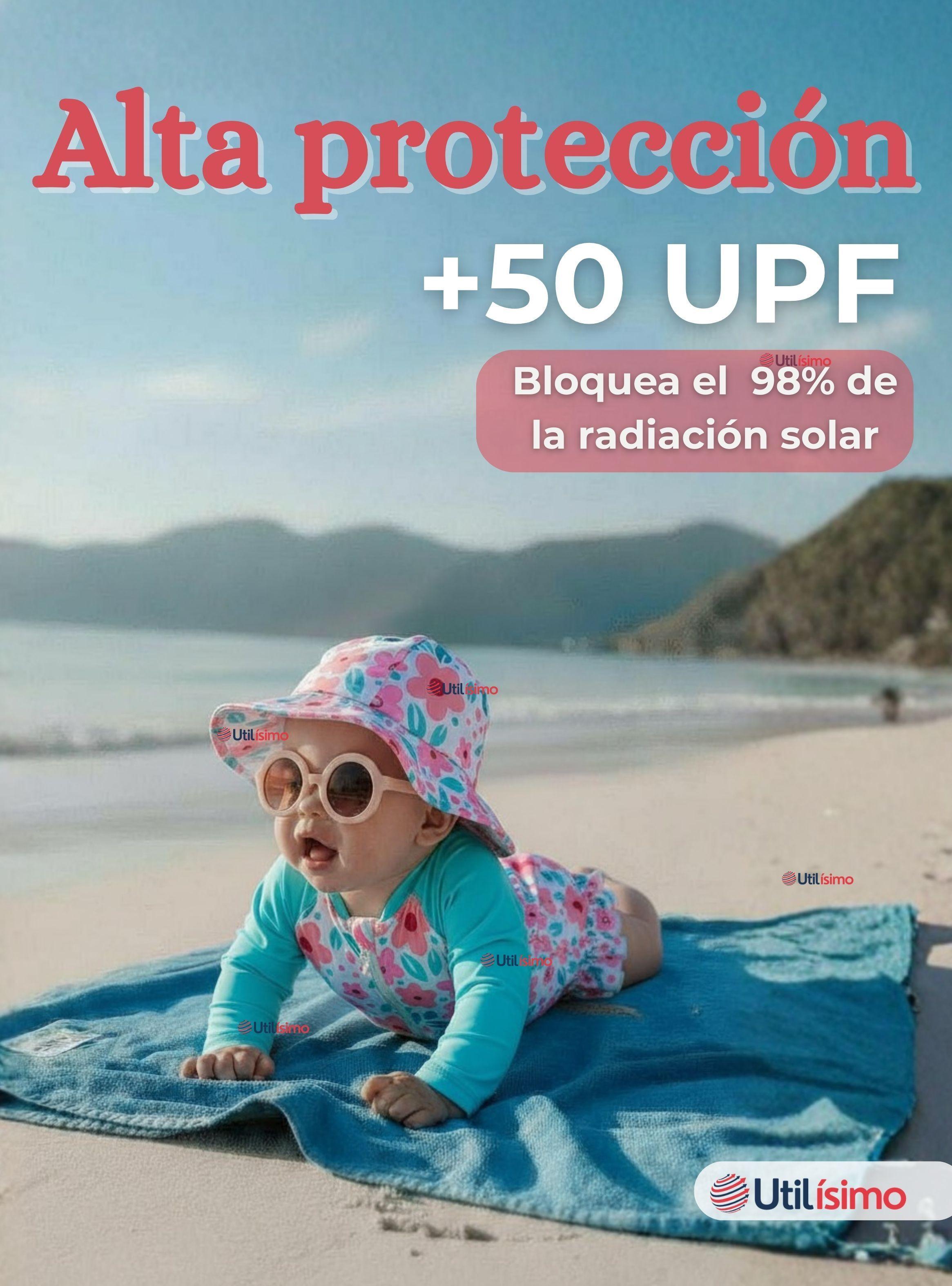 Traje de Baño Enterito Manga Larga Con Gorro 2 Piezas Niña de 9 a 36 Meses Turquesa-3
