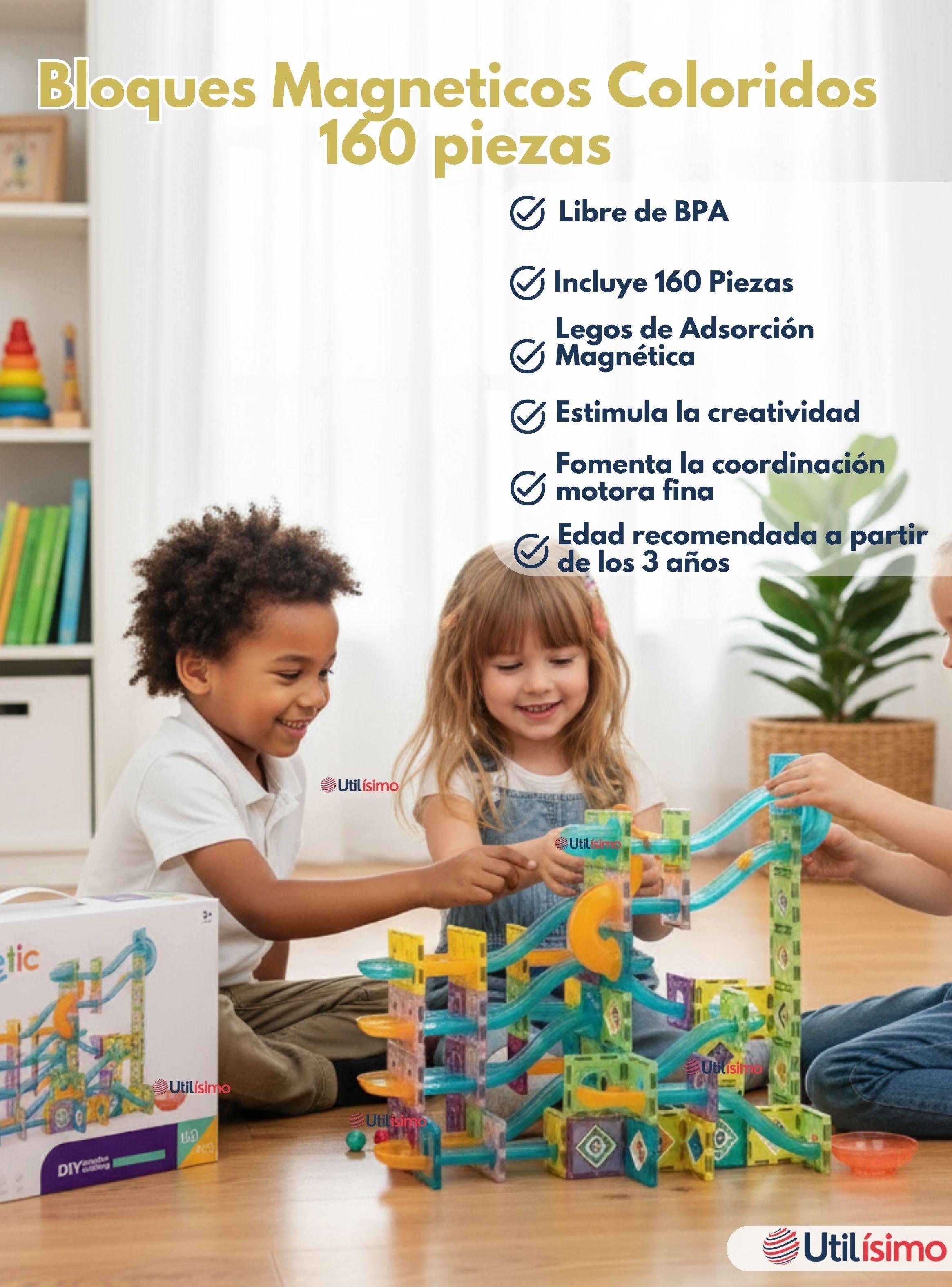 Pista Armable Bloques Magnético 3D 160 Piezas para Niño o Niña-2