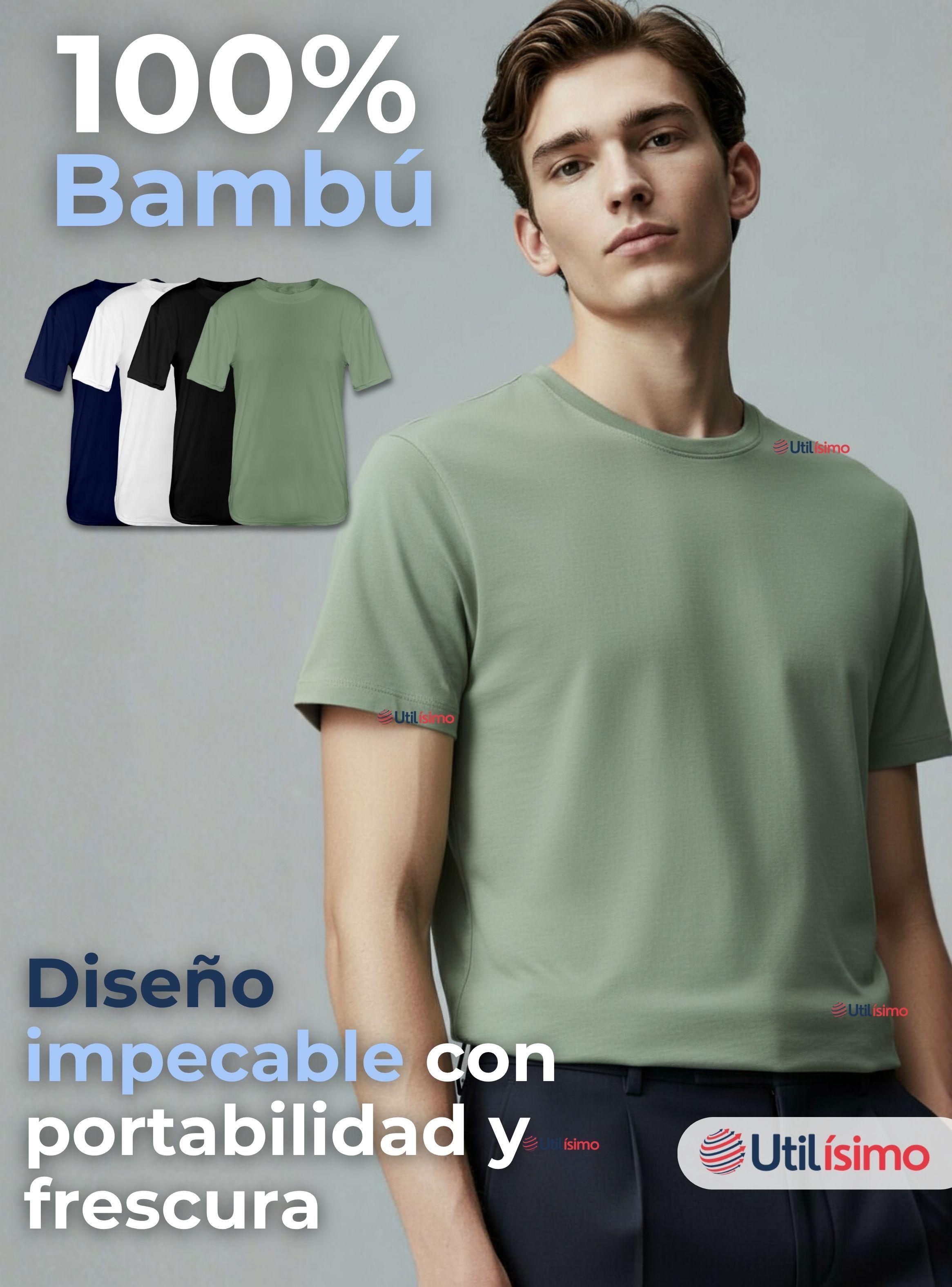 Pack 6 Camisetas Poleras 100% Bambú Básicas Elástica Hombre Colores Surtidos-3