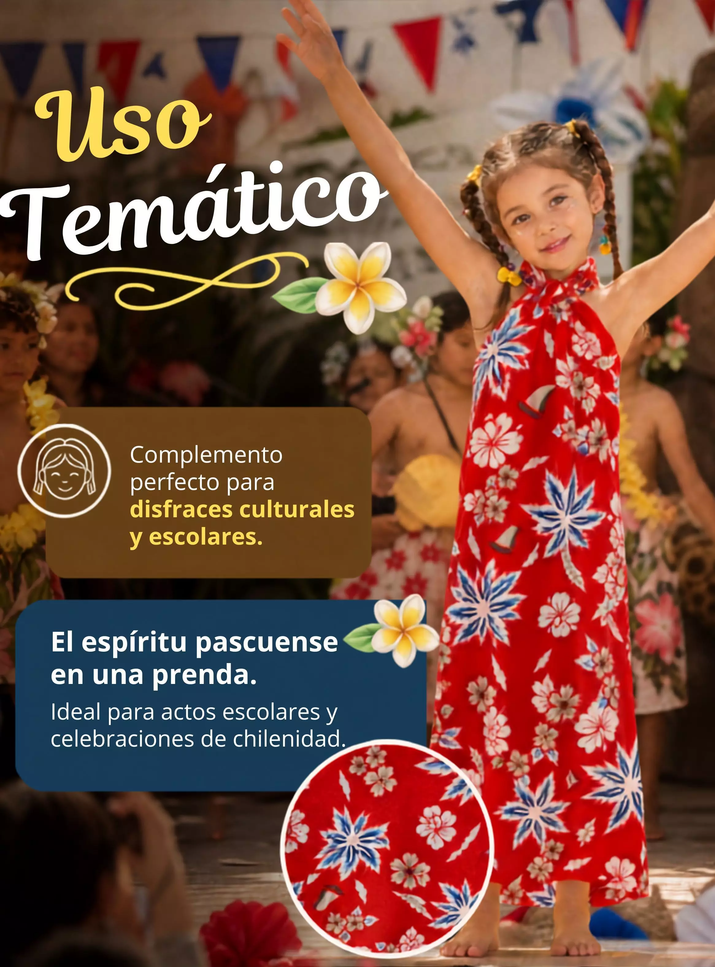 Pareo Pascuense Niña Hawaiano Surtidos Danza Fiestas Patrias-5
