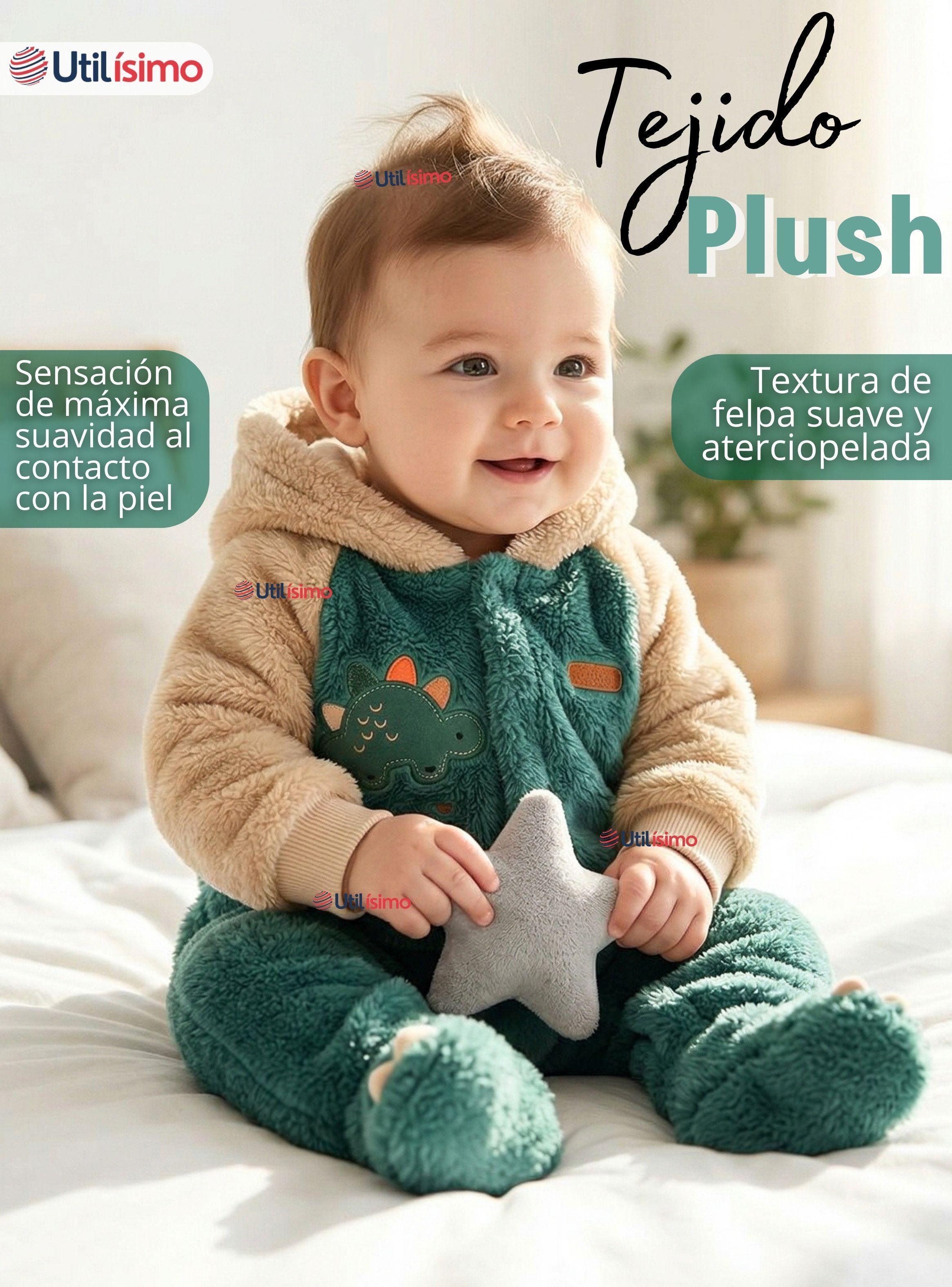 Enterito Con Capucha Tela Plush Verde Dinosaurio de Bebé Niño-4
