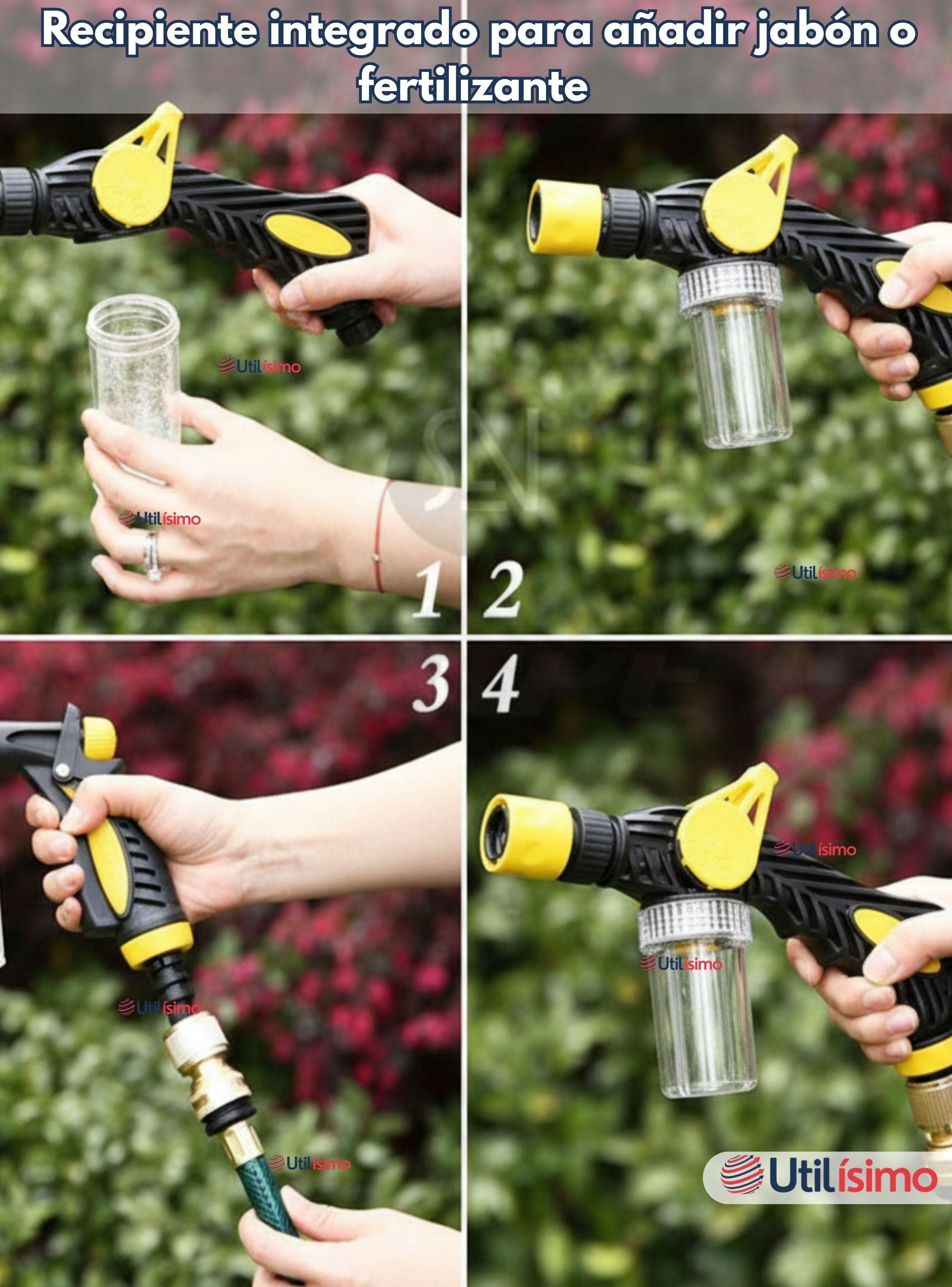 Pistola de Riego con Dispensador Pulverizador de Espuma Manguera de Jardín -3