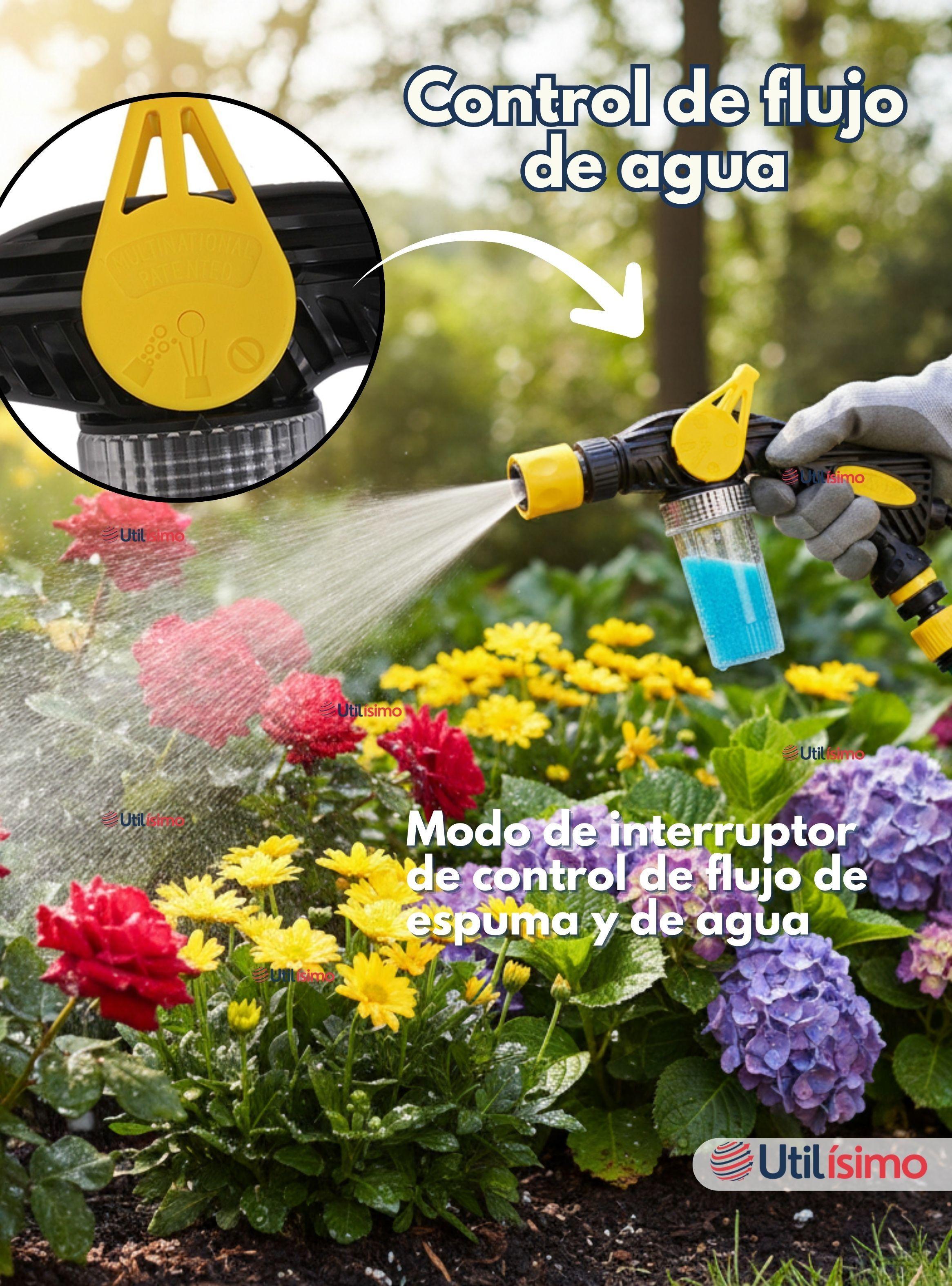 Pistola de Riego con Dispensador Pulverizador de Espuma Manguera de Jardín -5