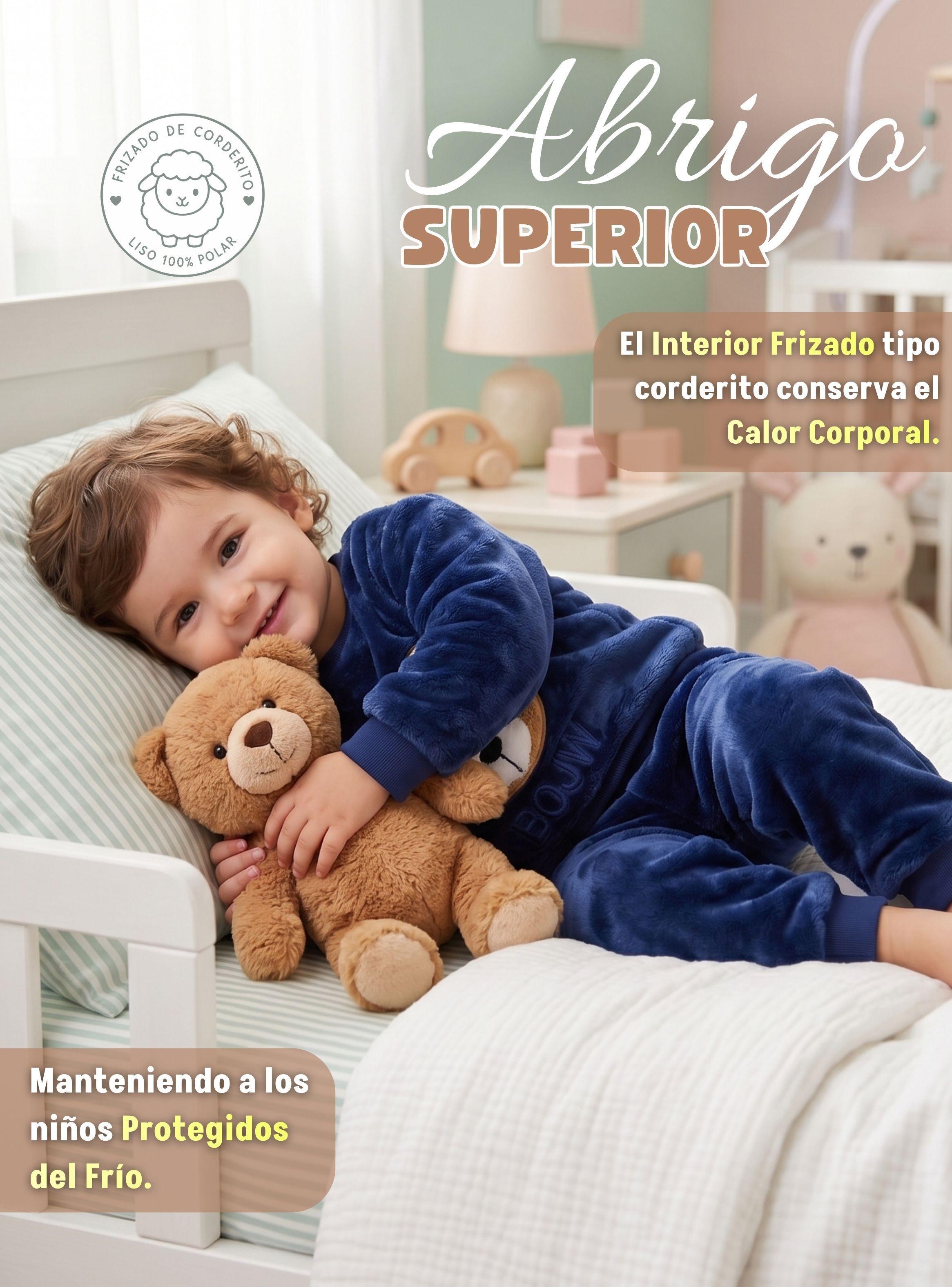 Conjunto Buzo Polerón Frizado 2 Piezas Niño Bebe Corderito Liso Blue Bear-6