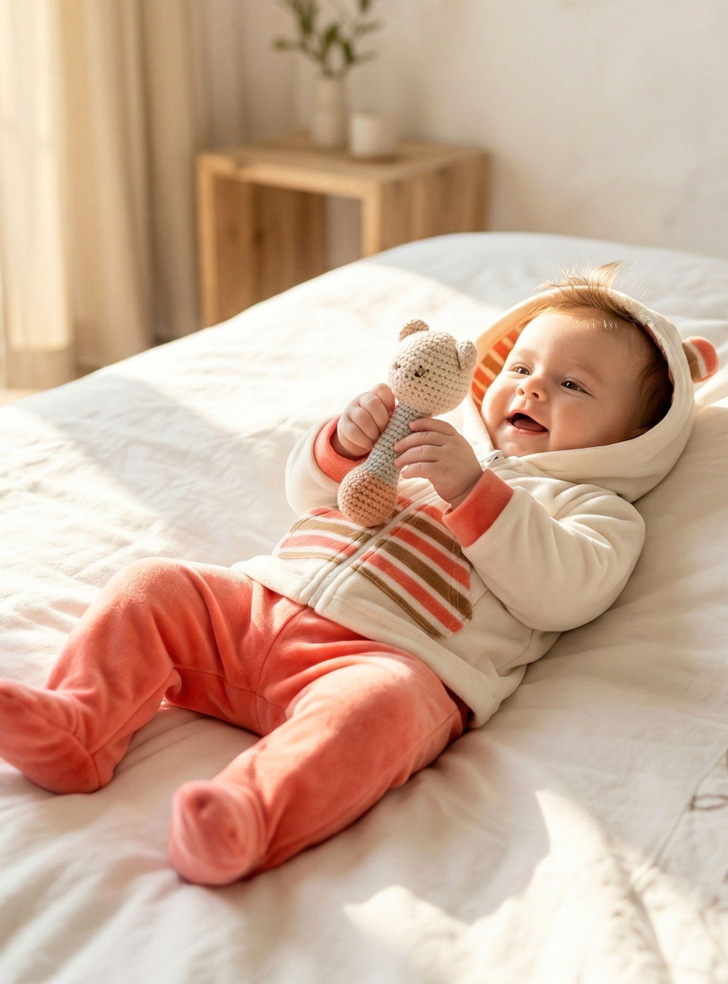Conjunto 2 Piezas Buzo Pantalón Y Polerón Con Capucha Tela Plush Bebé Niño-1