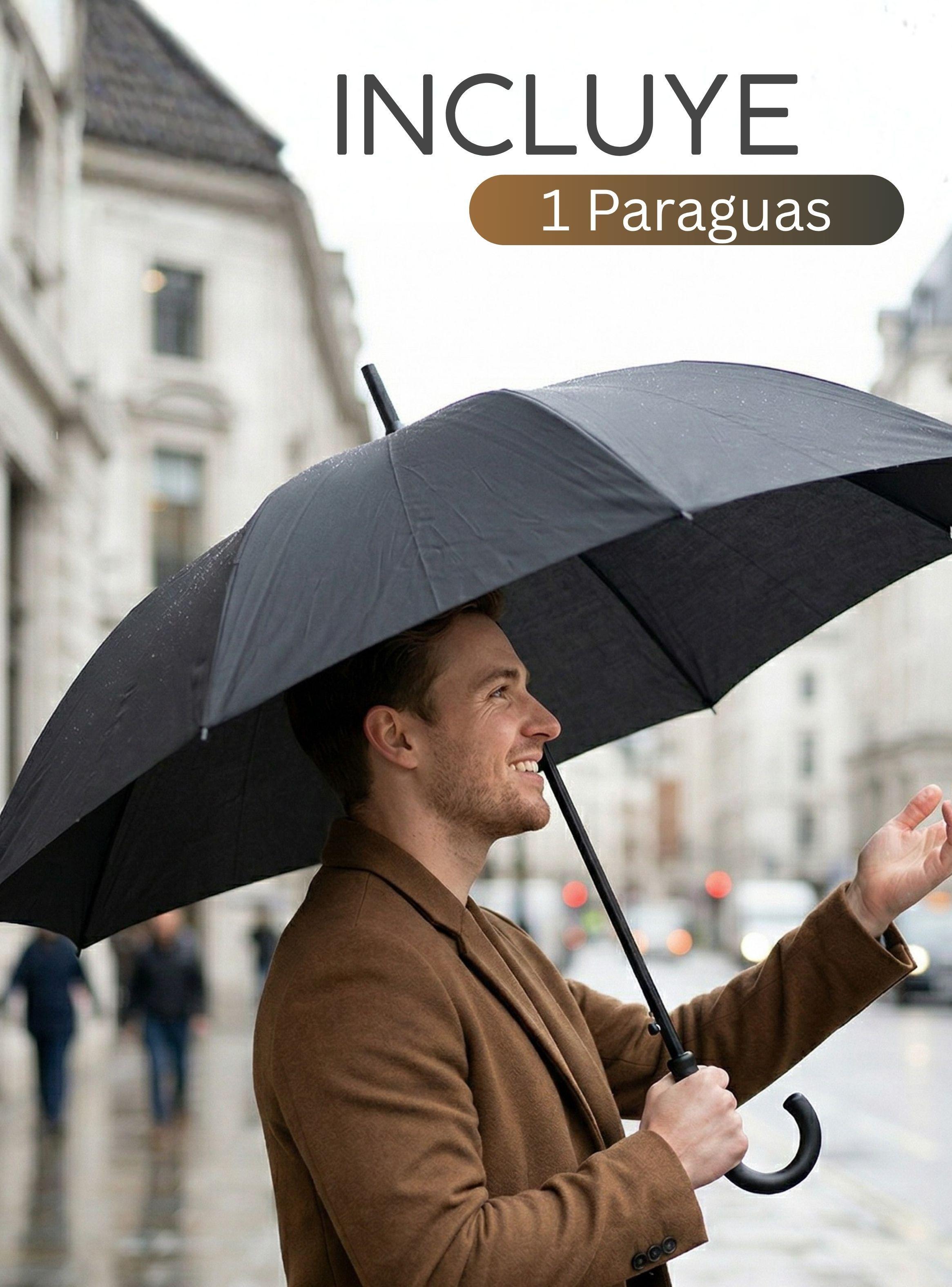 Paraguas Impermeable Grande 113Cm Sombrilla Automática Mango Largo -2