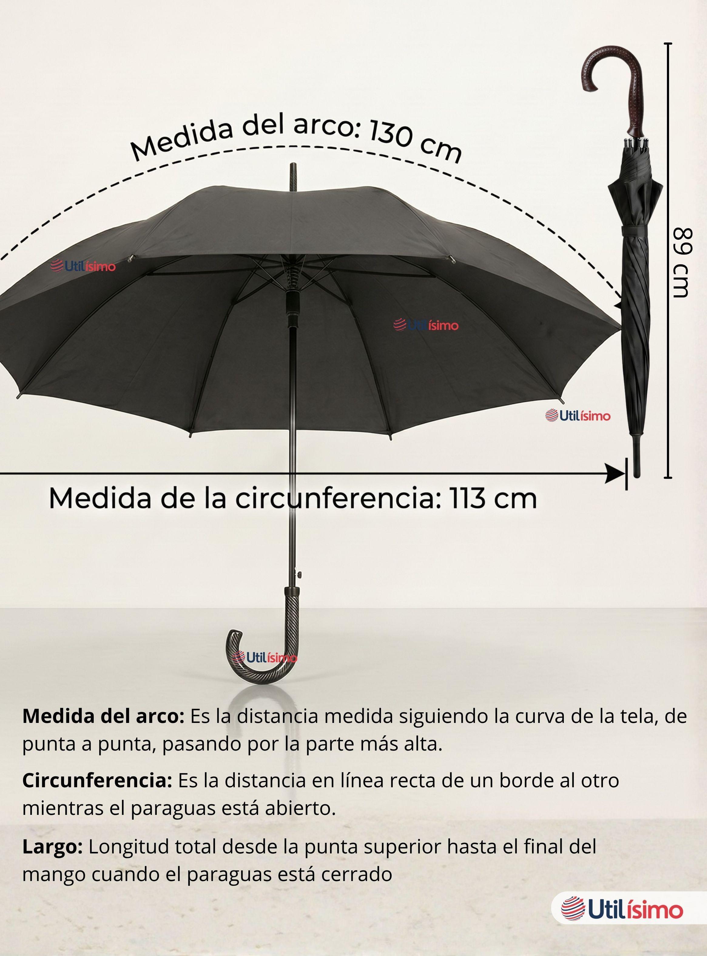 Paraguas Impermeable Grande 113Cm Sombrilla Automática Mango Largo -4