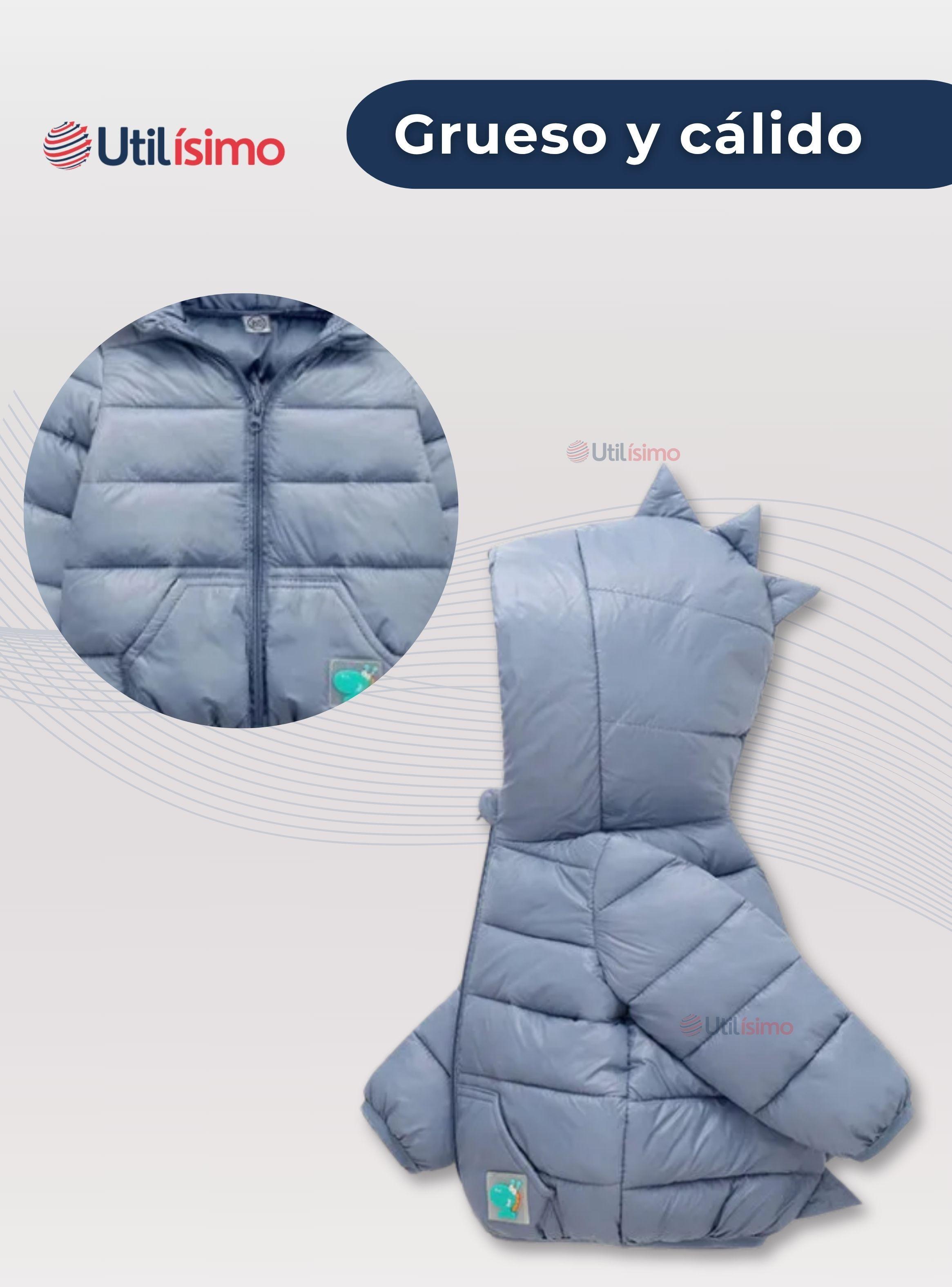 Parka Dinosaurio Con Capucha Manga Larga Niño Azul-3