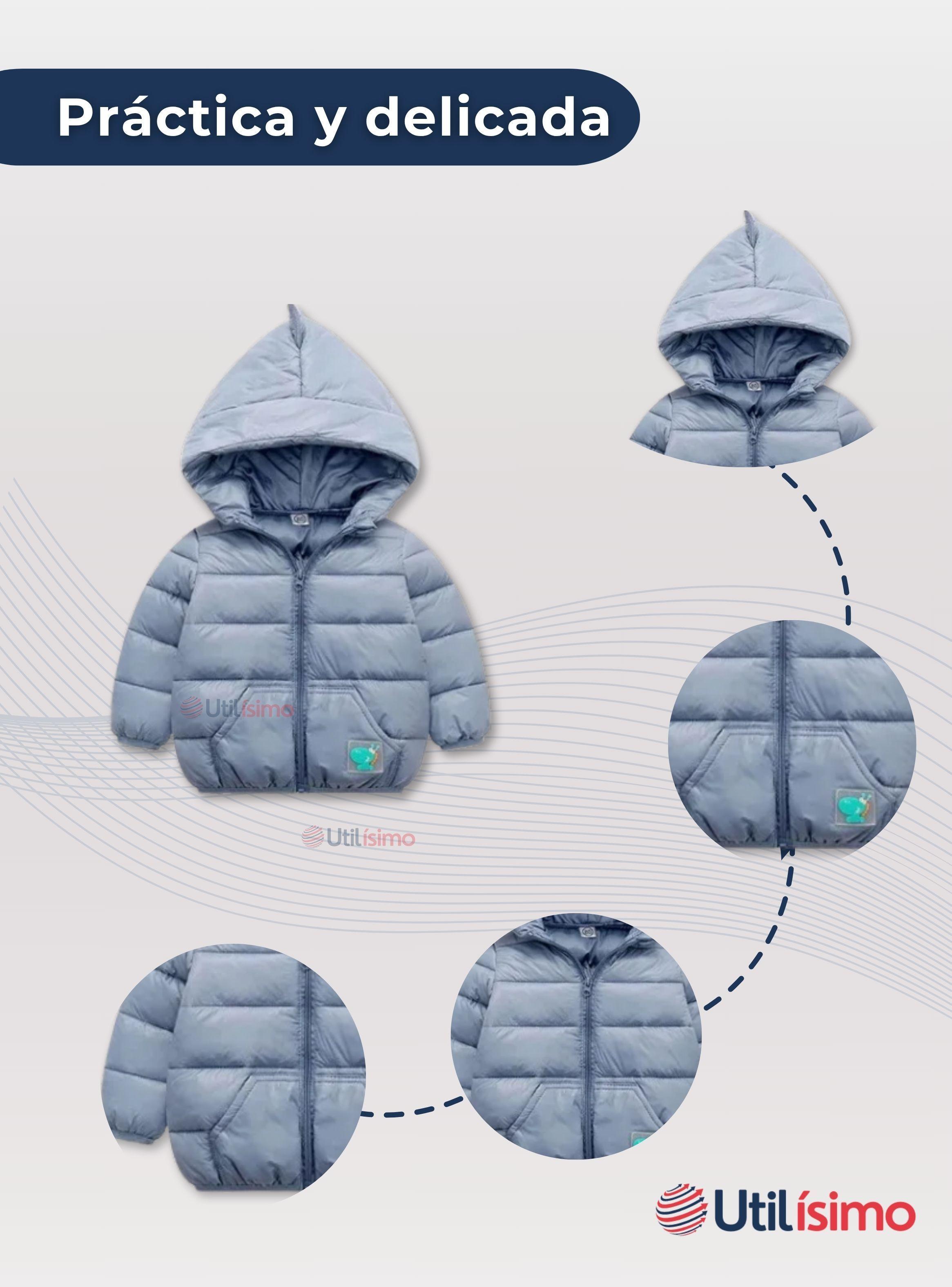 Parka Dinosaurio Con Capucha Manga Larga Niño Azul-4