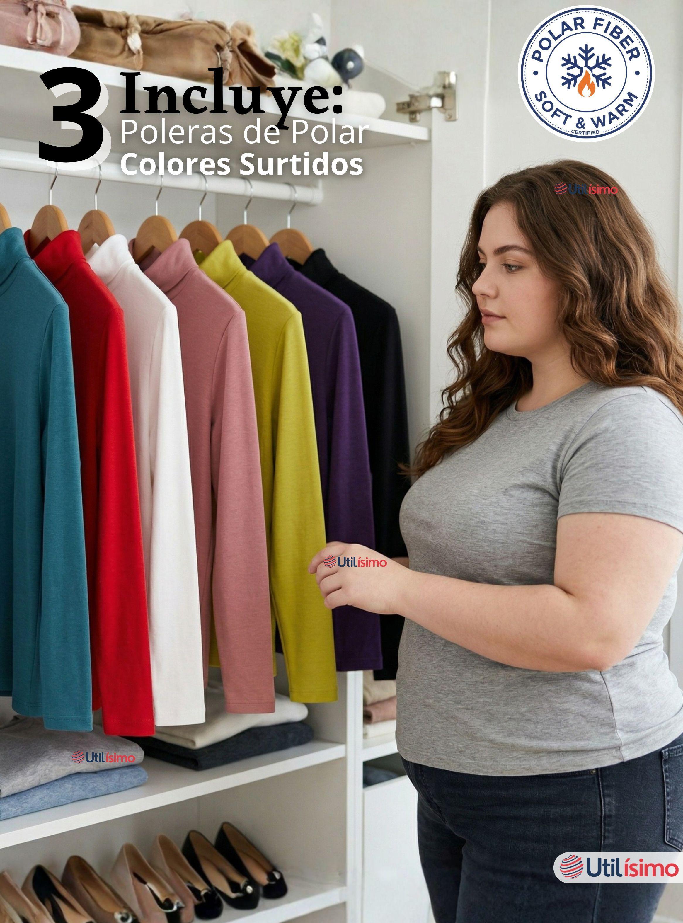 Pack 3 Camisetas Poleras Polar Primera Capa Cuello Beatle Mangas Largas Colores Surtidos Mujer-2