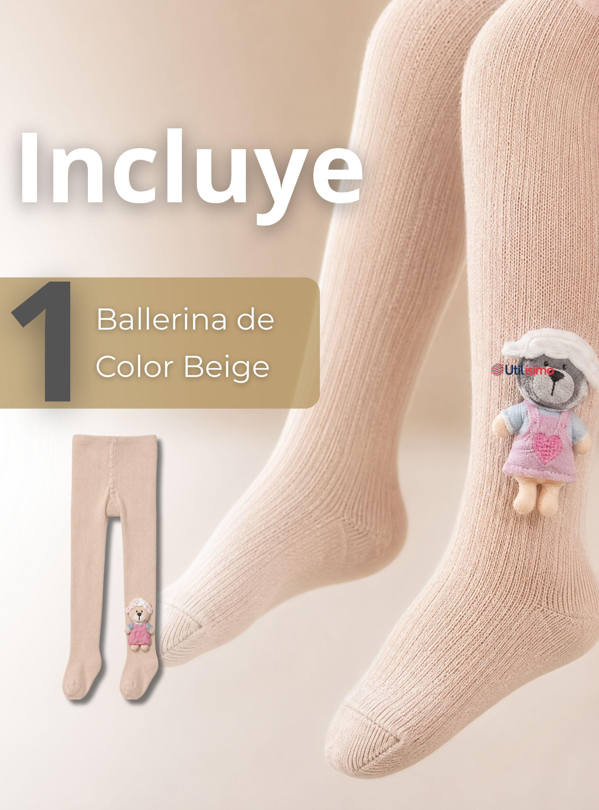 Panty 3D Osito Beige Tejida Niña Ballerina 78% Algodón Premium-2