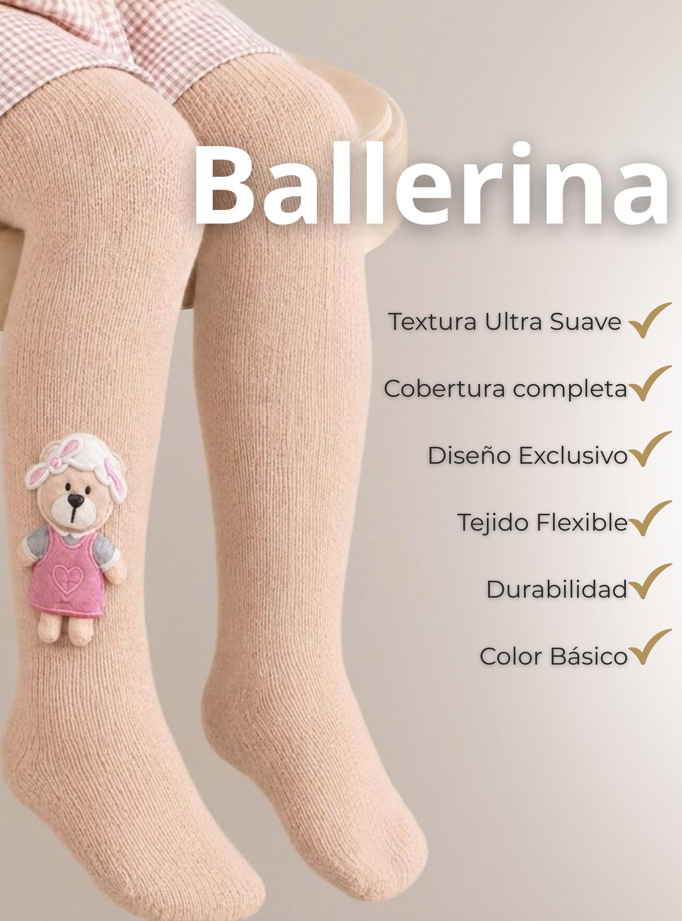 Panty 3D Osito Beige Tejida Niña Ballerina 78% Algodón Premium-3