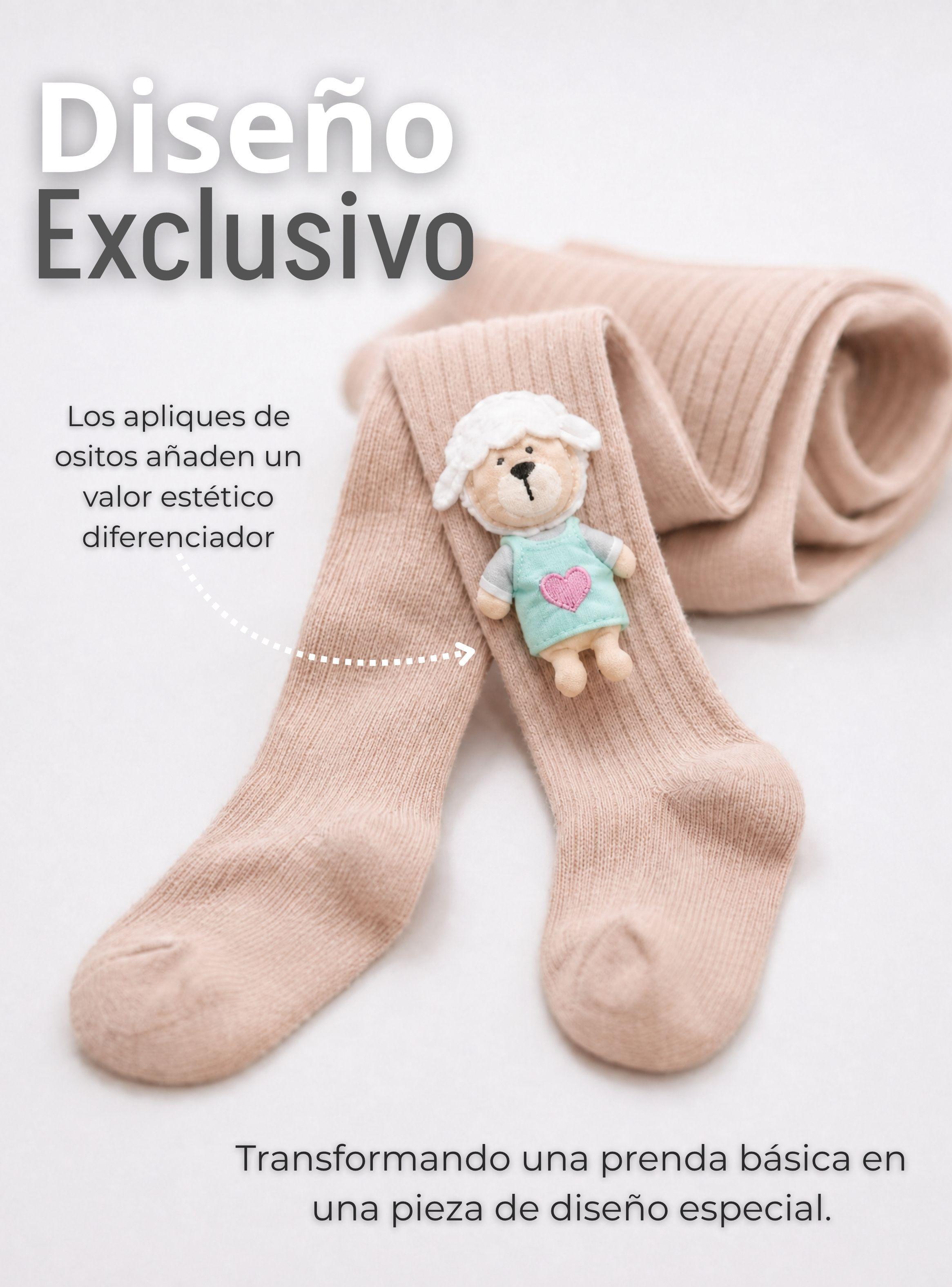 Panty 3D Osito Beige Tejida Niña Ballerina 78% Algodón Premium-6