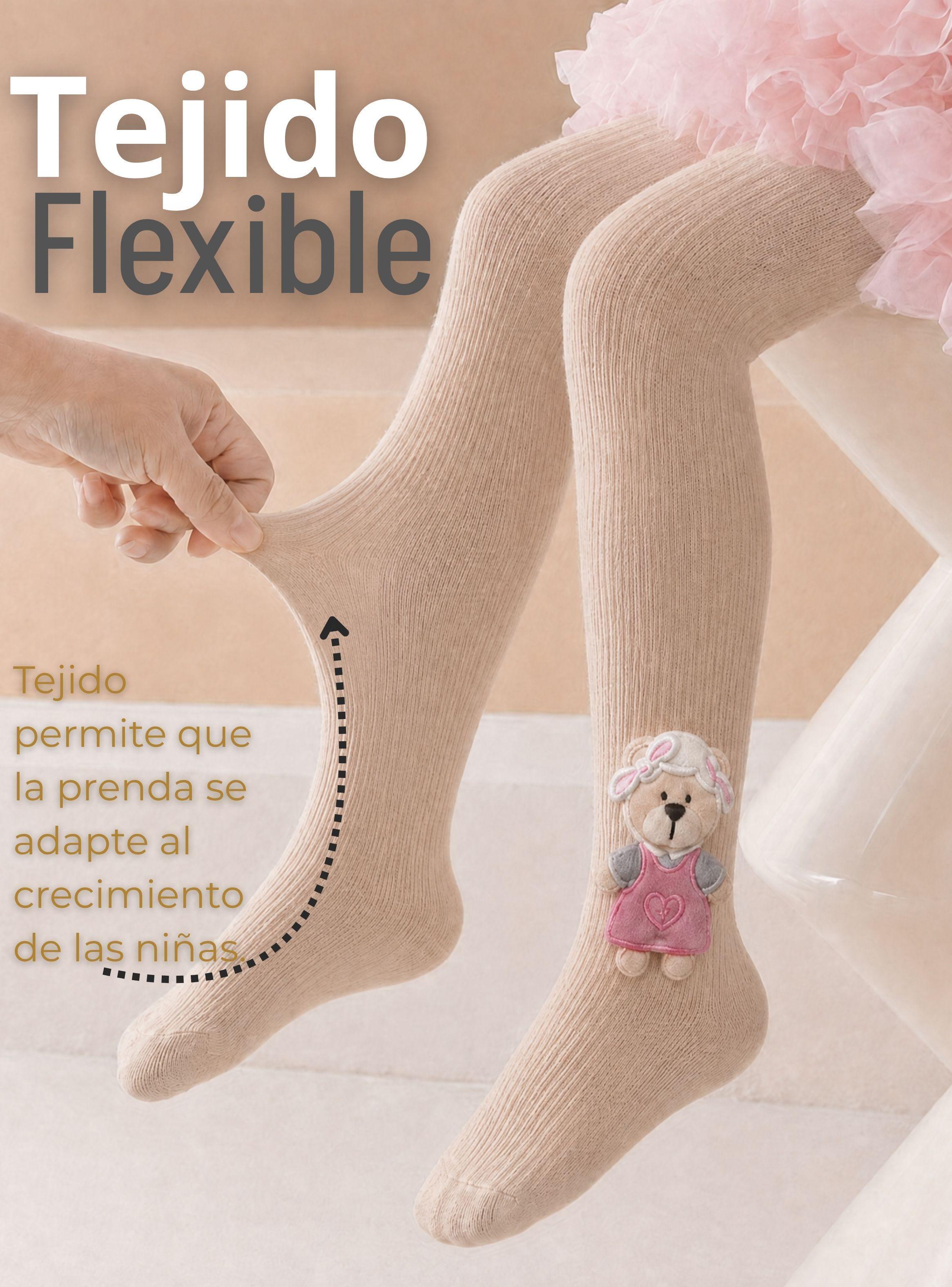 Panty 3D Osito Beige Tejida Niña Ballerina 78% Algodón Premium-7