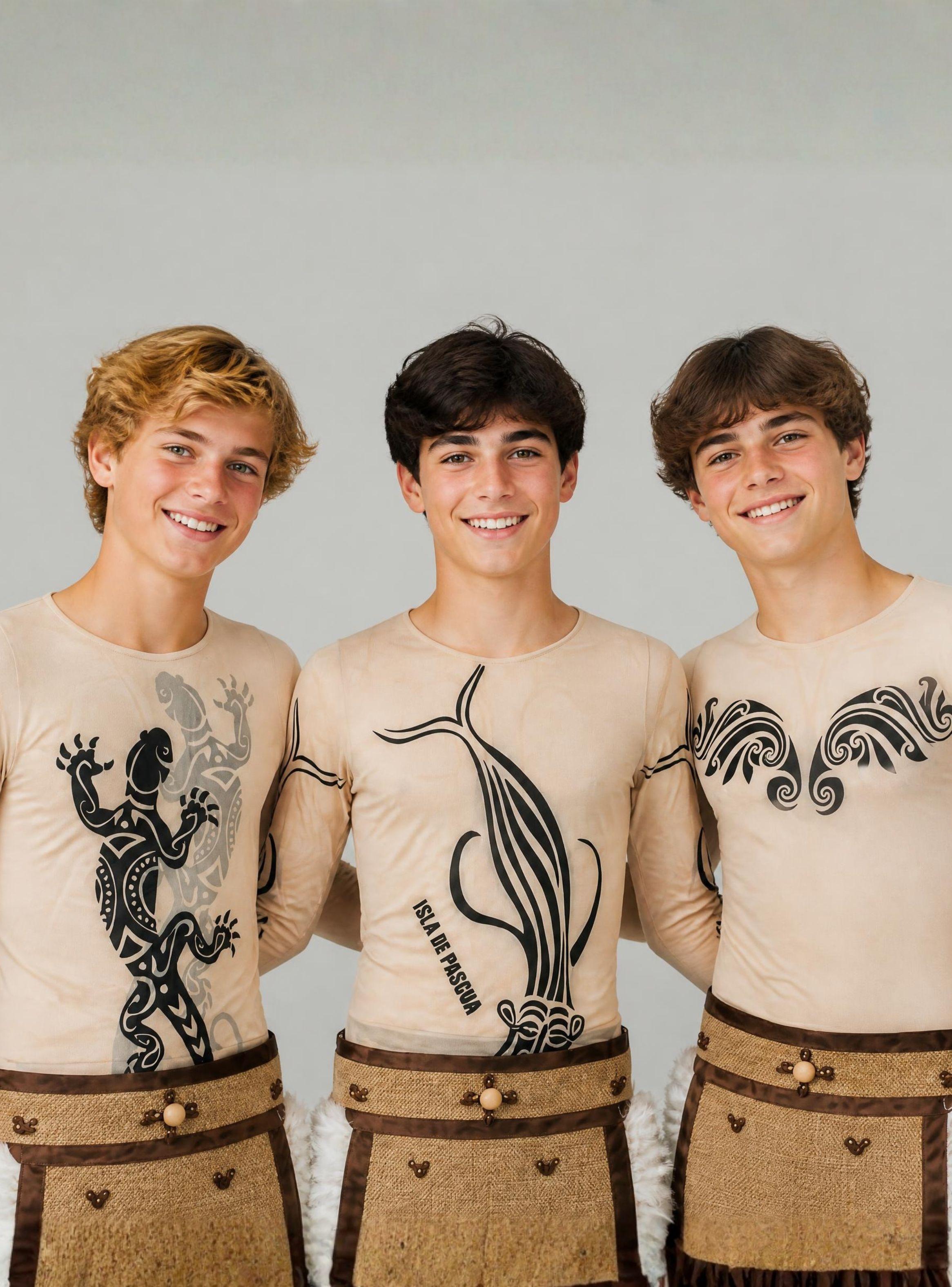 Pack 3 Poleras Efecto Piel Tatuaje Falso Juvenil Rapa Nui Fiestas Patrias-0