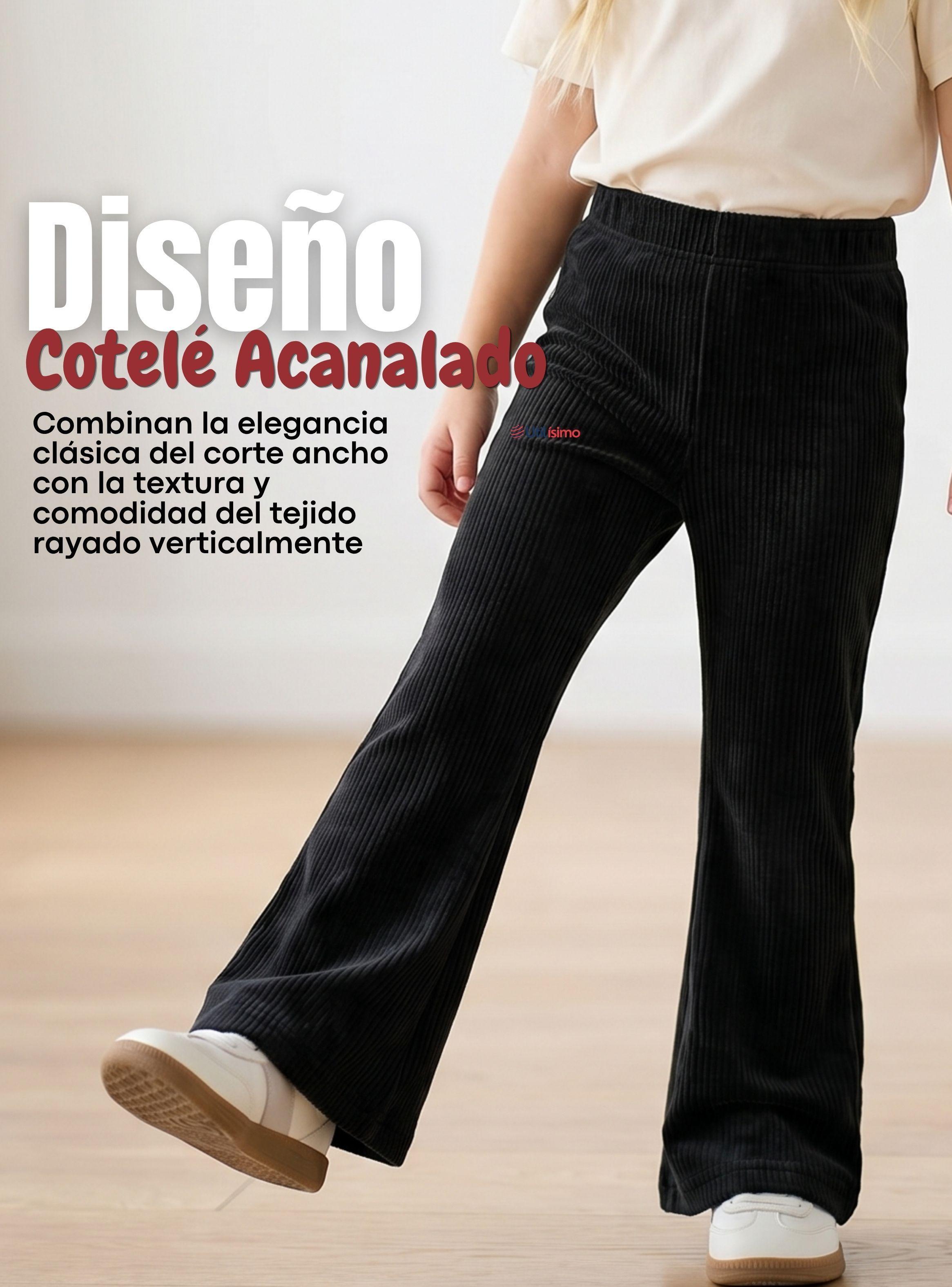 Pantalón Palazzo Polar Con Chiporro Niña Calza Elasticada Térmica Negra-6