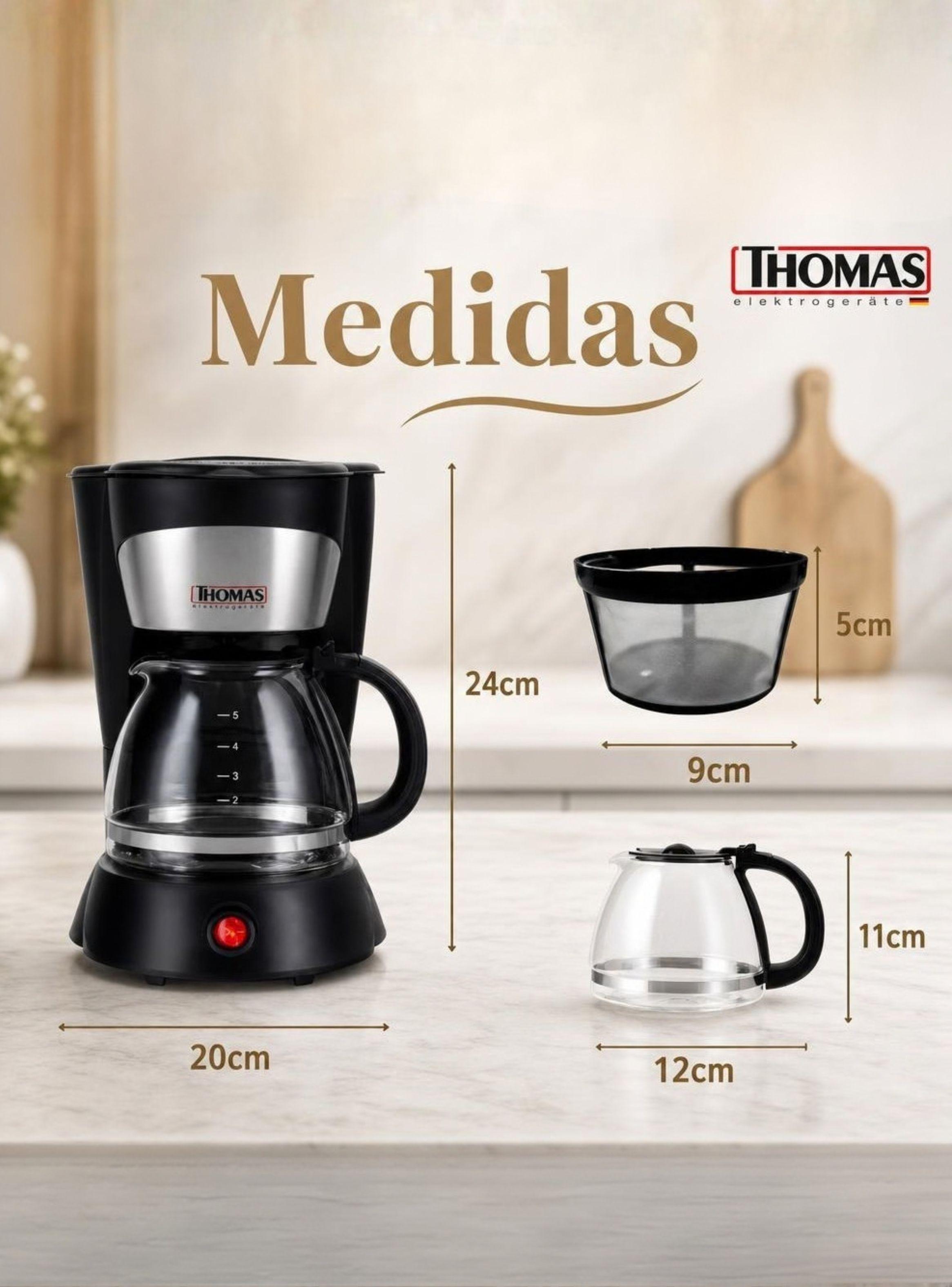 Cafetera Thomas Th-130 Capacitad 750 ML 800W Jarra De Vidrio-2