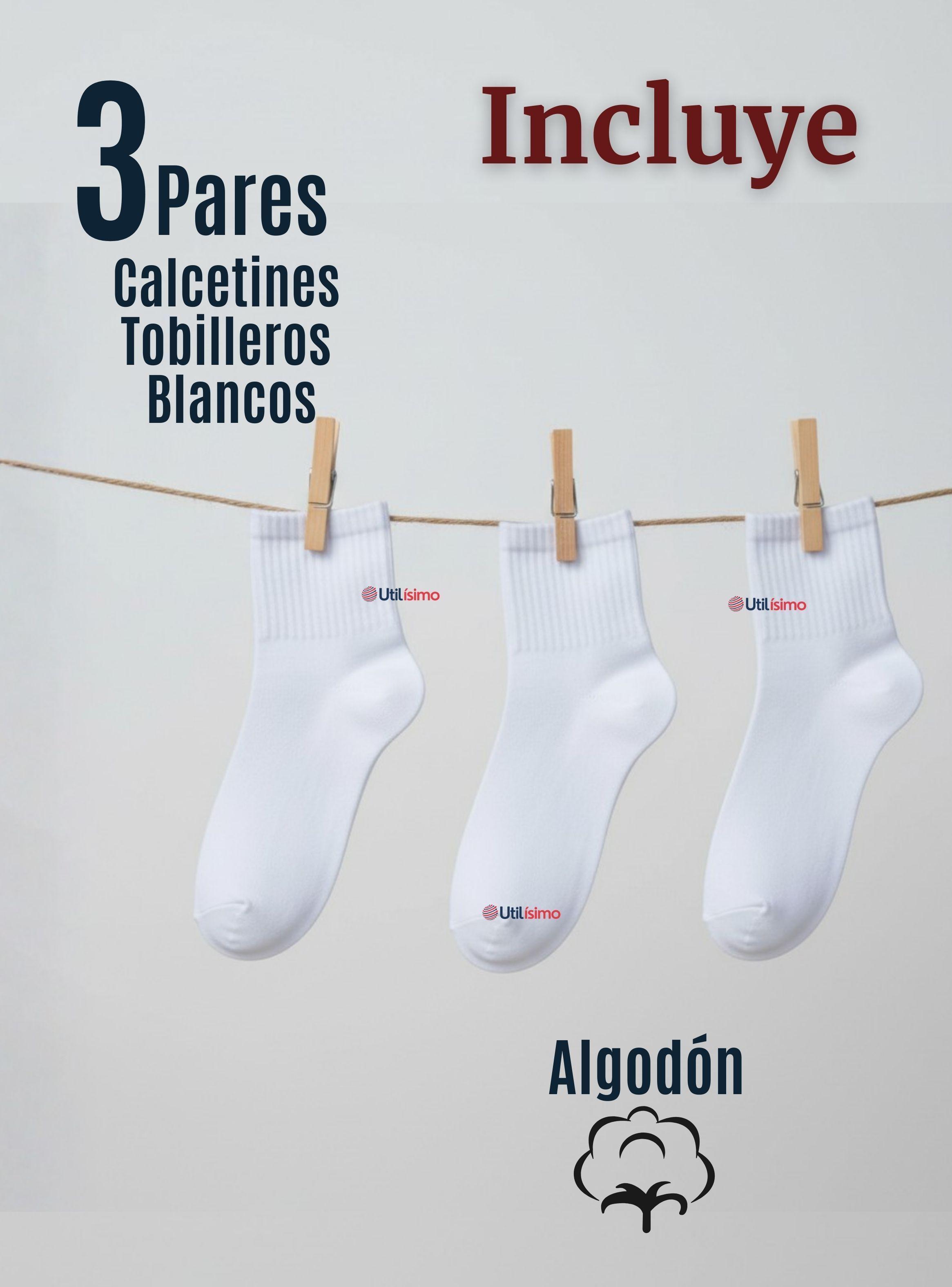 Pack 3 Pares Calcetines Tobilleras Cortos Algodón Color Blanco para Niñas y Niños-1