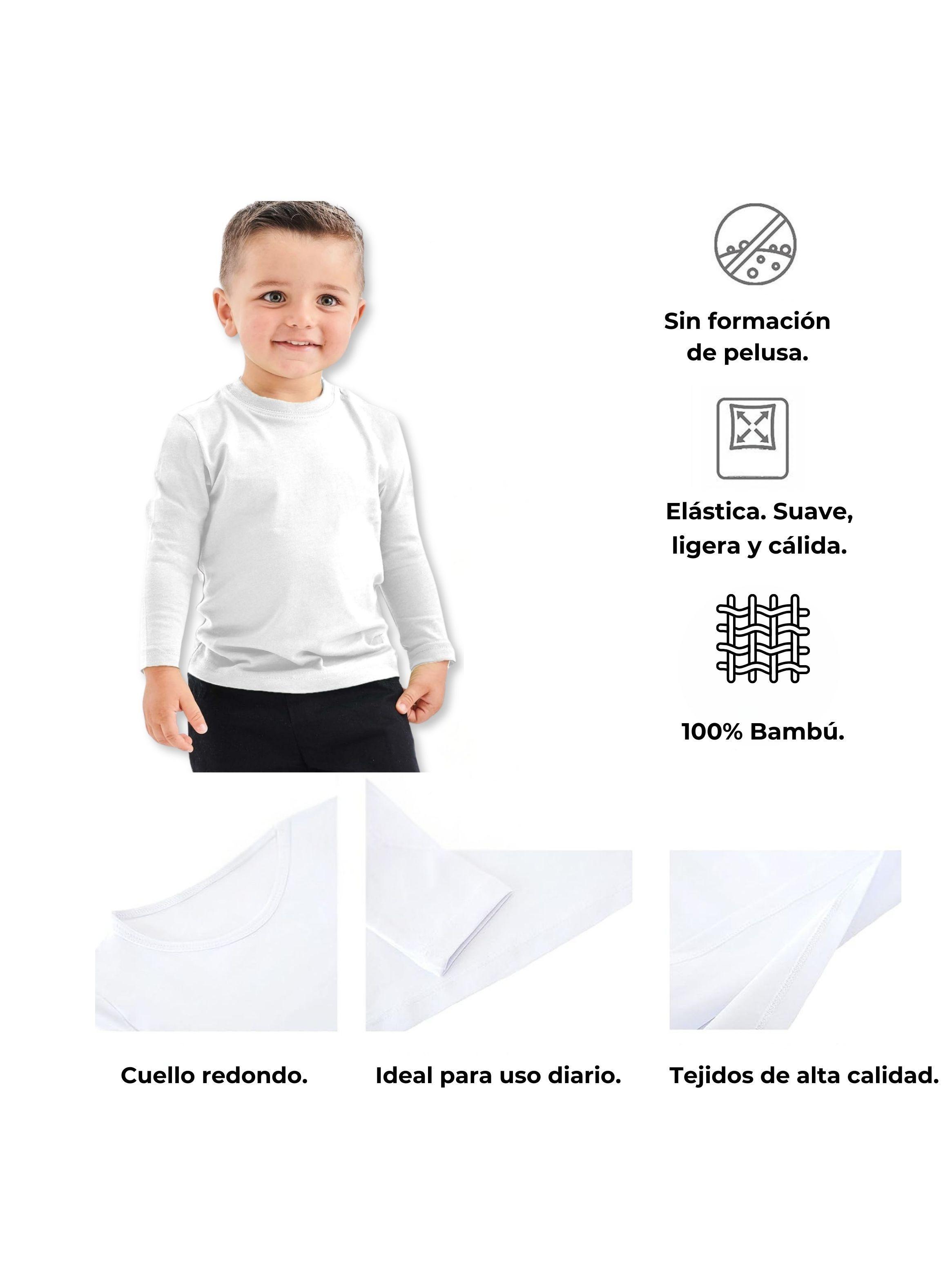 Pack 6 Camisetas Bambú Primera Capa Polera Cuello Redondo Surtido Niño-4