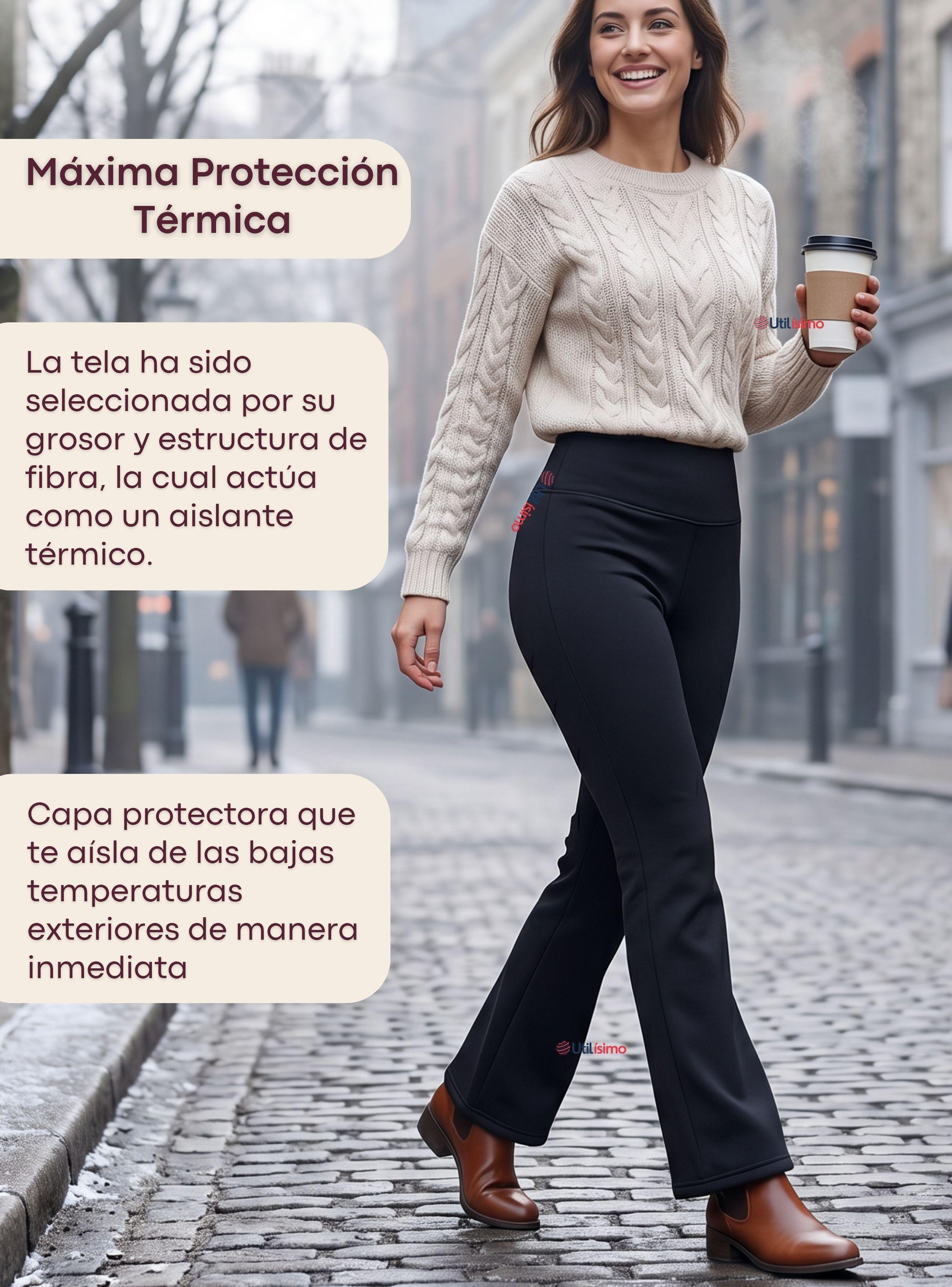 Calza Polar Con Chiporro Palazzo de Mujer Elasticada Térmica Negra-7