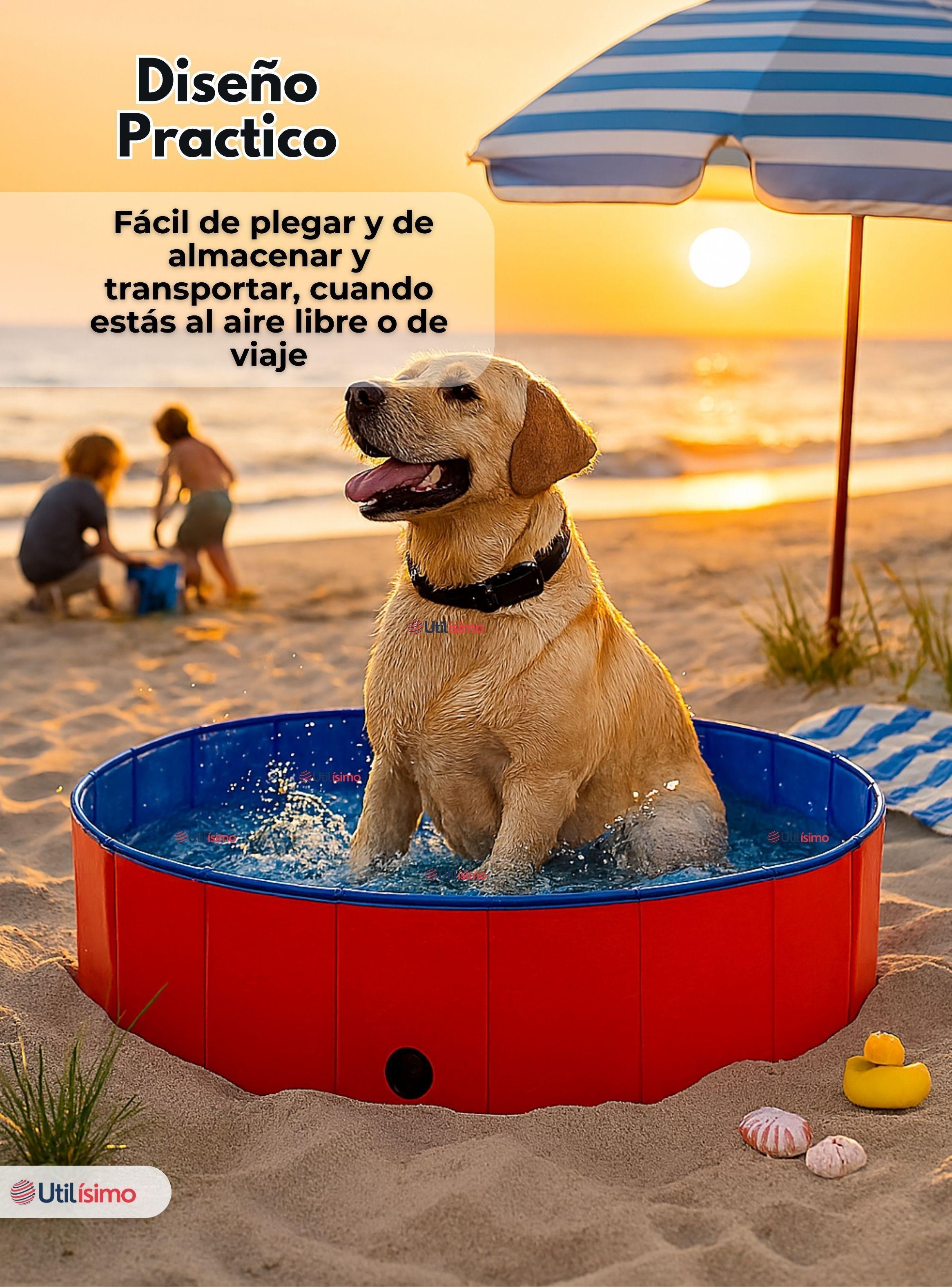 Piscina Bañera Portátil y Plegable Para Perros 80x20cm Mascotas -4