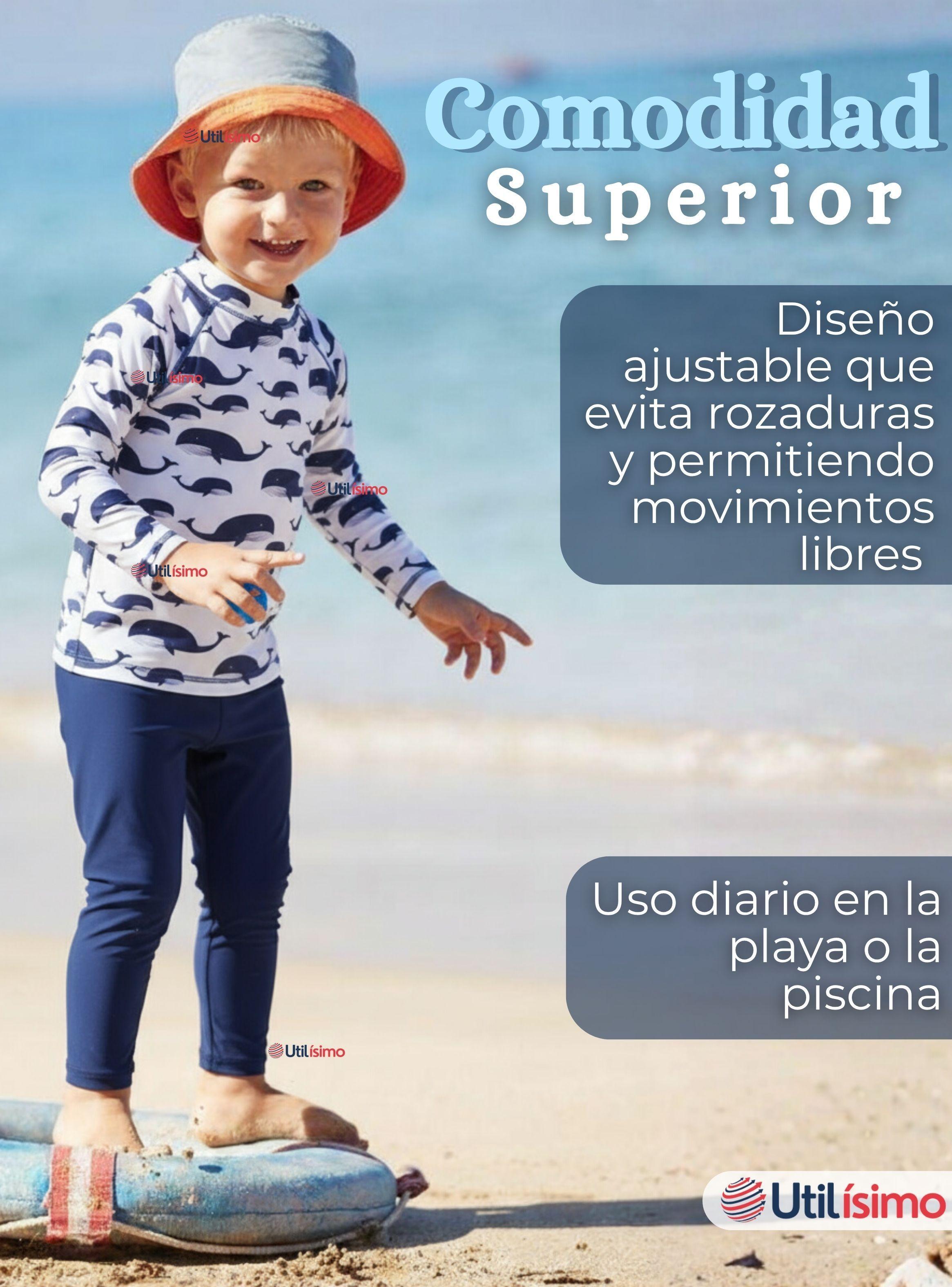 Traje de Baño Manga Larga Pantalón Largo 2 Piezas Para Niños 3 a 9 años White Whale-2