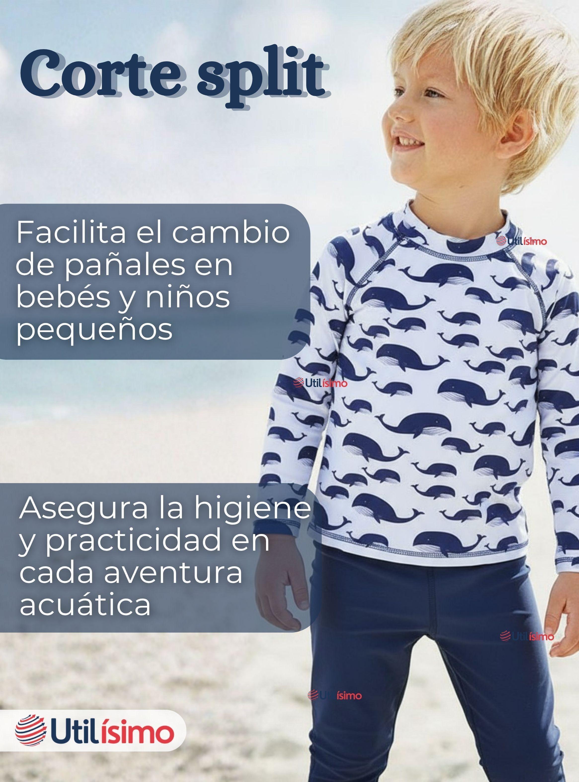 Traje de Baño Manga Larga Pantalón Largo 2 Piezas Para Niños 3 a 9 años White Whale-4