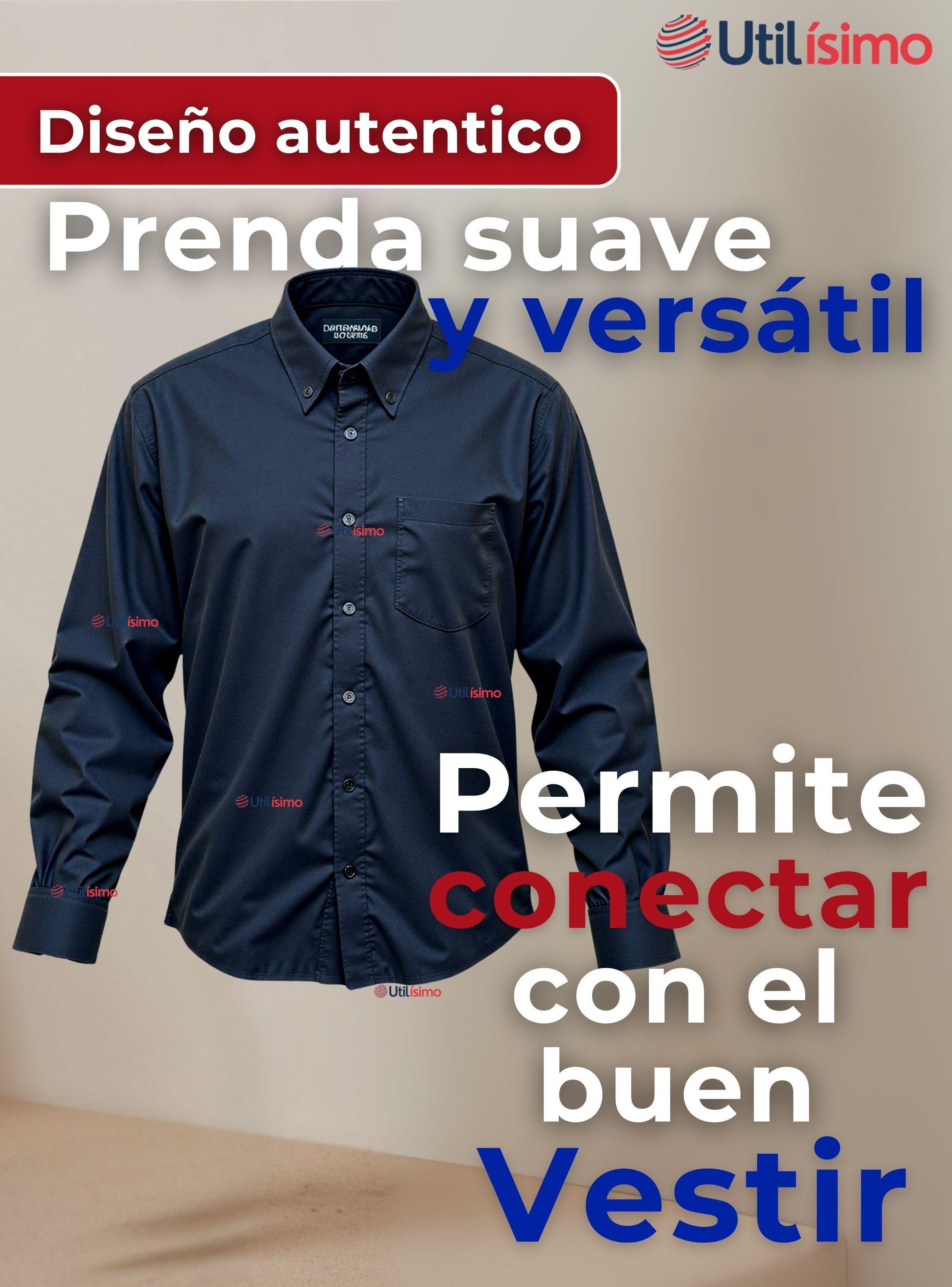 Camisa Casual De Vestir Manga Larga Cuello Americano 100% Algodón Negro-4