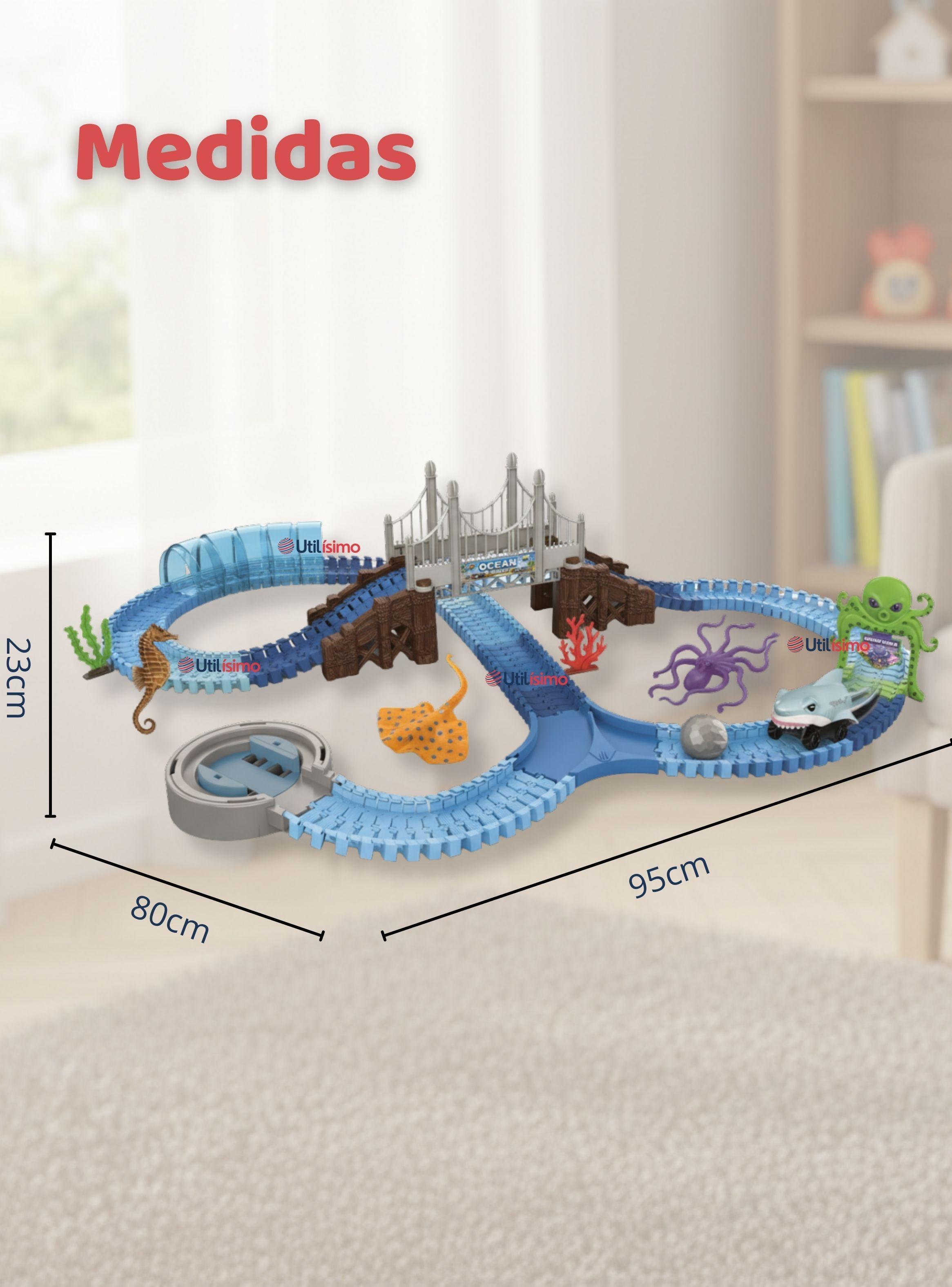 Pista Carreras de Auto para Niño Juguete Flexible Acuático 183 Piezas Armables -2